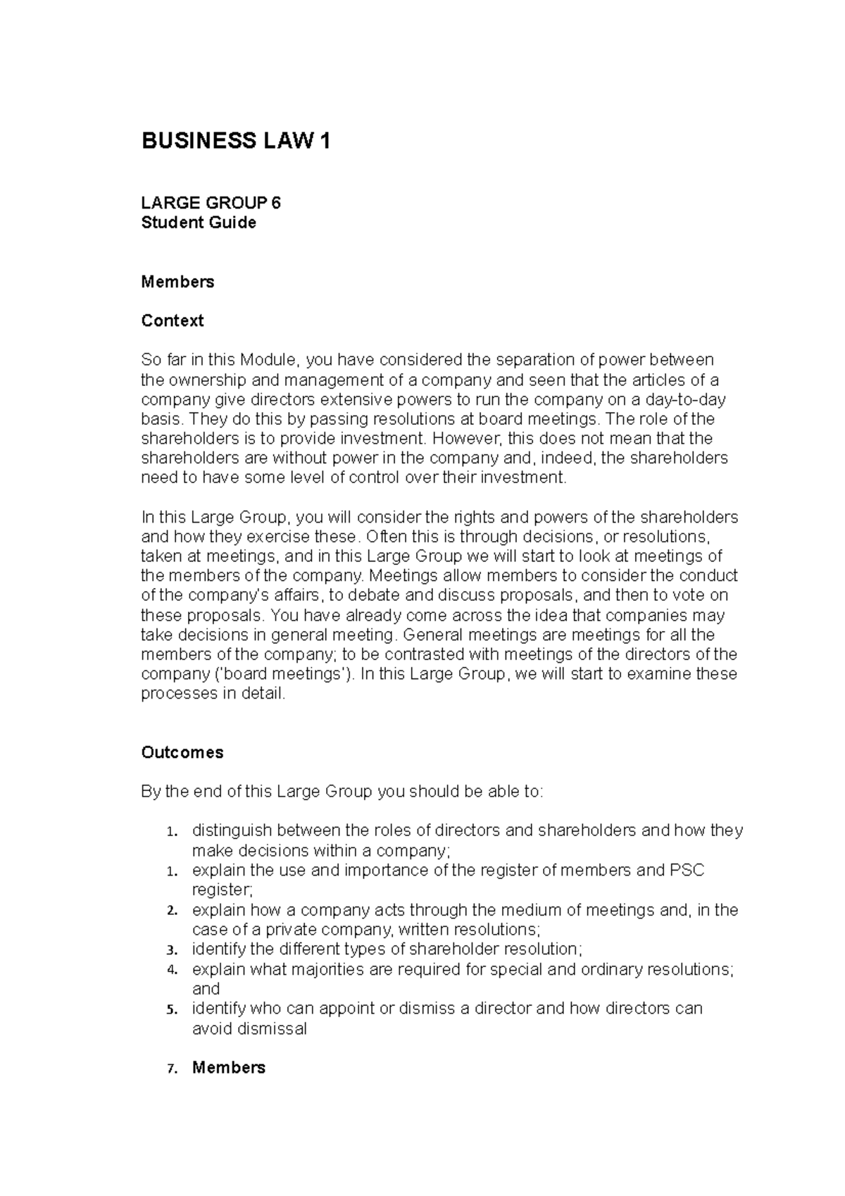 Business LAW Large Group 6 Student Guide - BUSINESS LAW 1 LARGE GROUP 6 ...