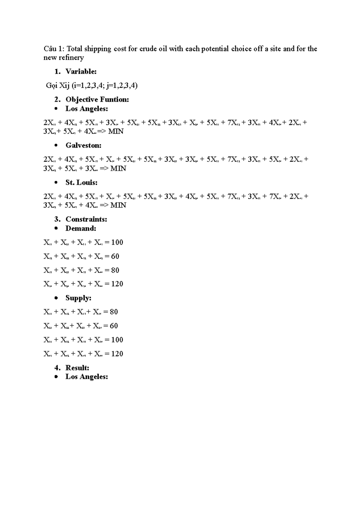 ERP SCM K47 MR2 GW1 Group1 C u 1 Total Shipping Cost For Crude Oil