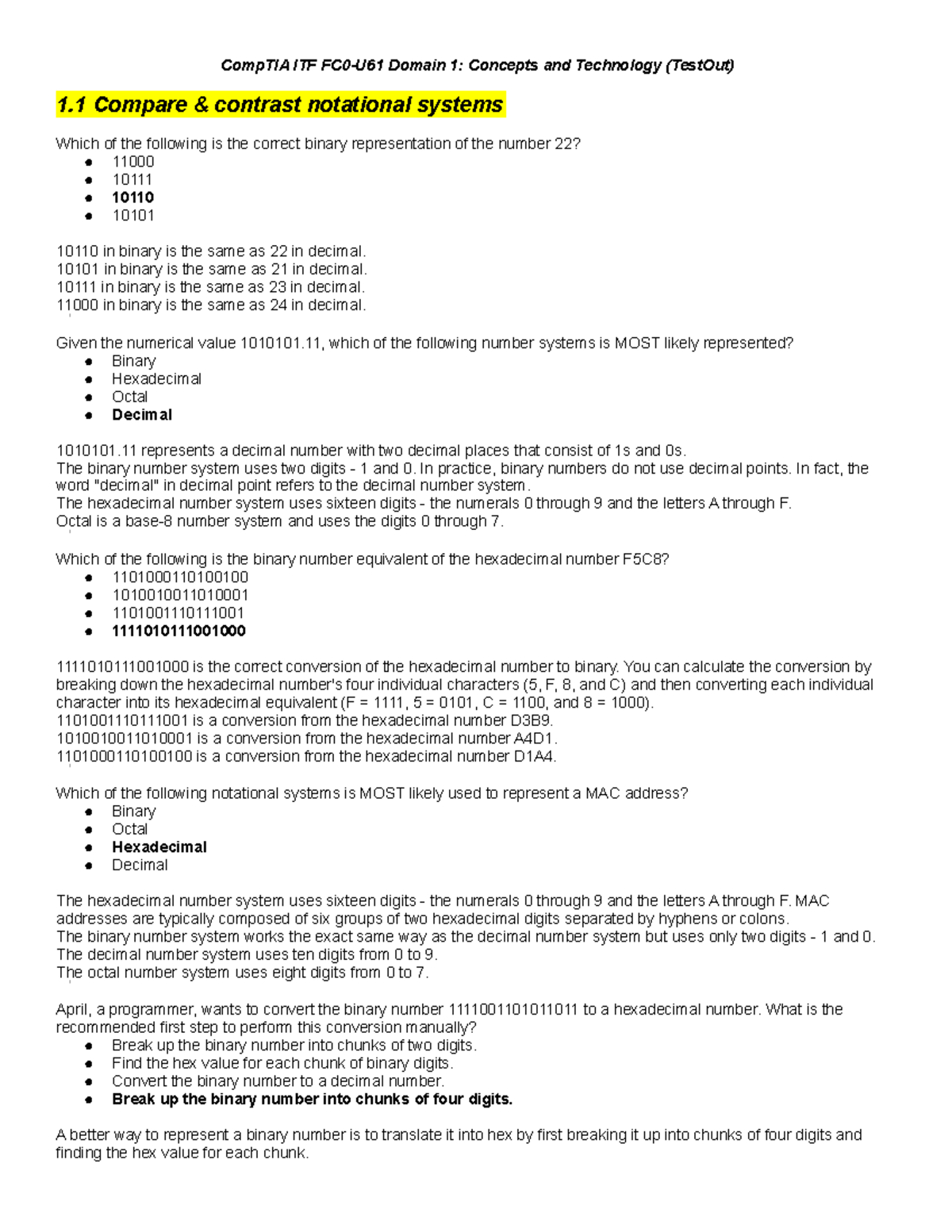 Comp TIA+ITF+FC0-U61+Domain+1 +Concepts+and+Technology+(Test Out ...