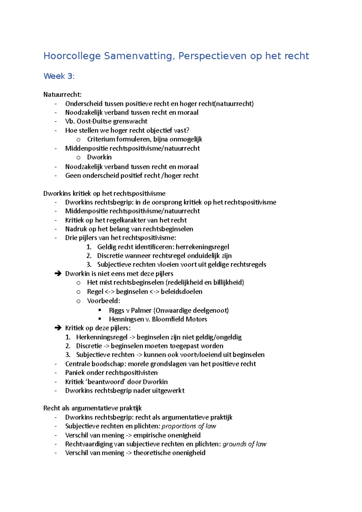 POR Sam Hoorcollege Hoorcollege Samenvatting Perspectieven Op Het 