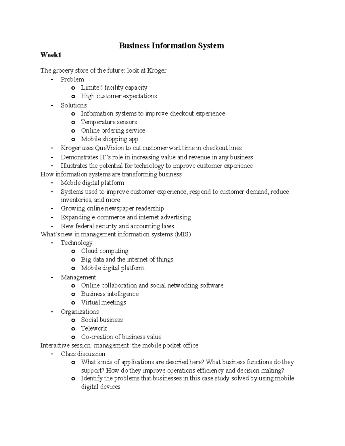 Business information system lecture notes - ITM102 - Toronto Met - Studocu