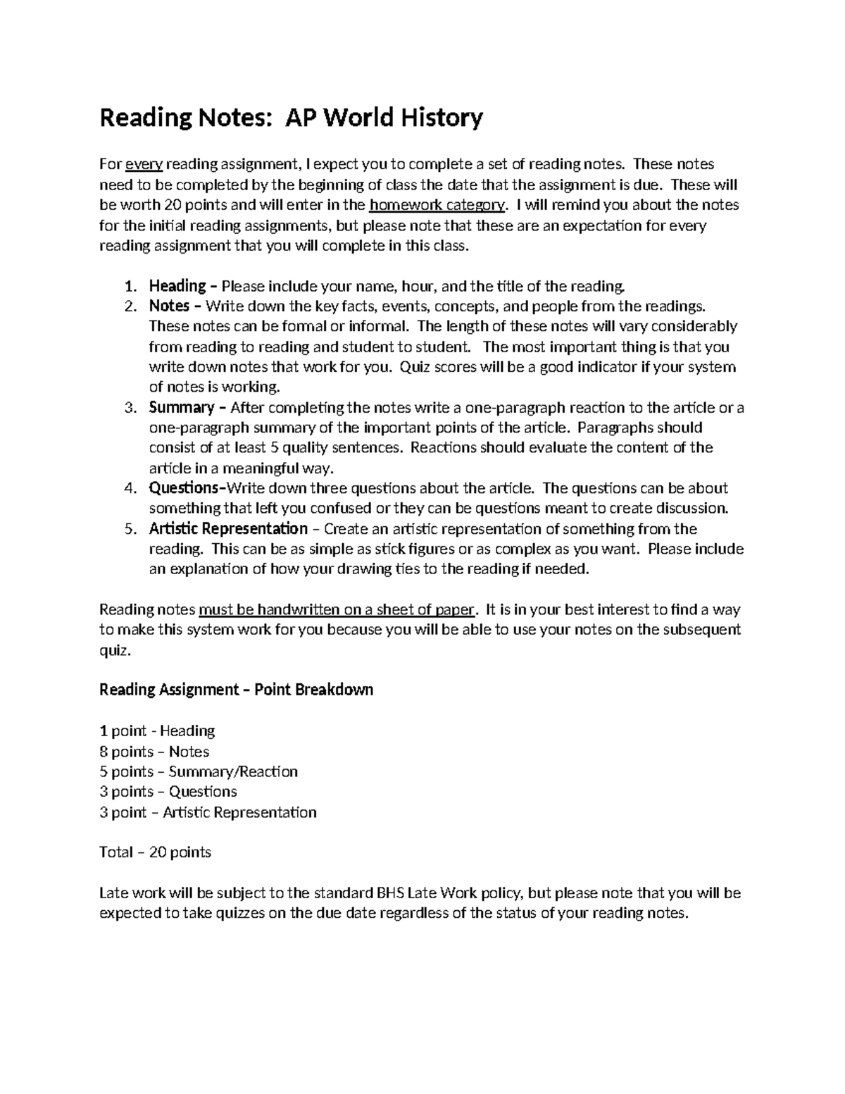 Copy of Copy of Reading Notes for AP World History Reading Notes AP