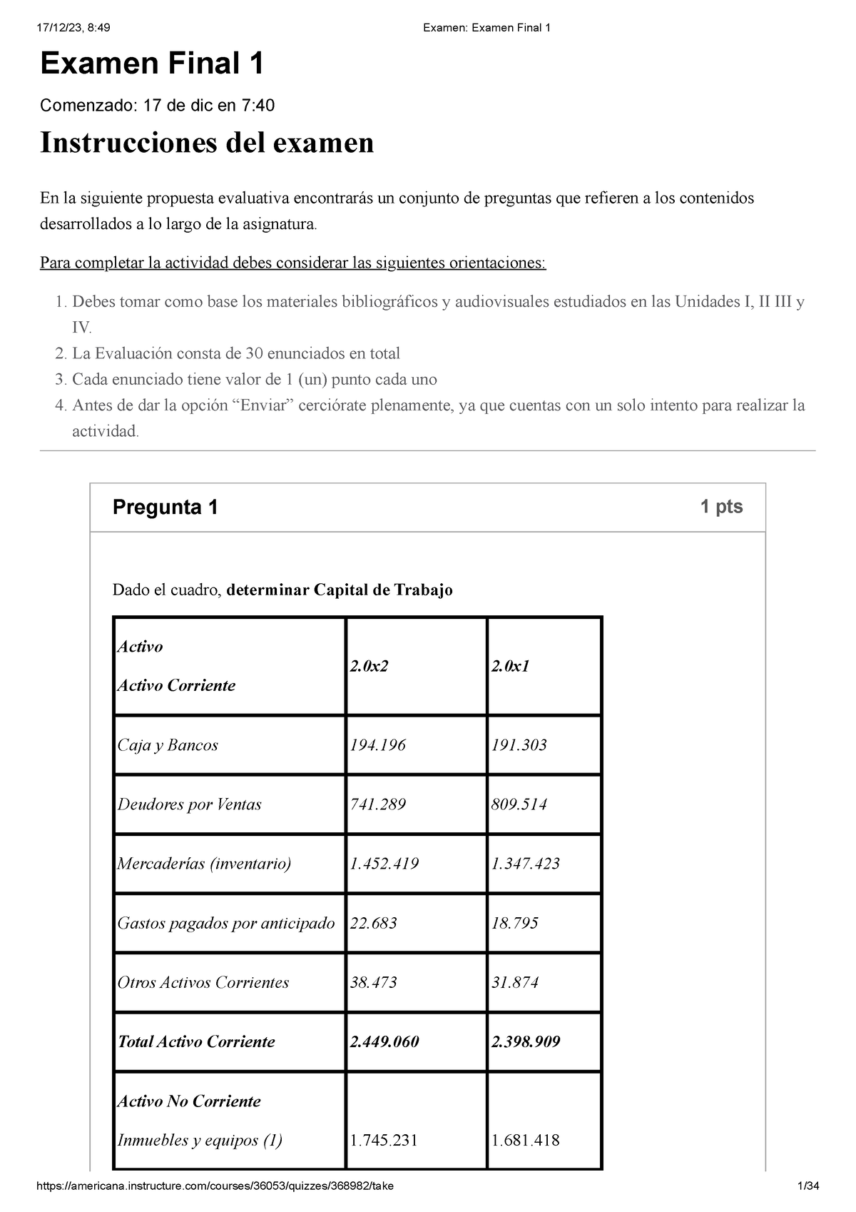 Examen Examen Final 1 - Examen Final 1 Comenzado: 17 De Dic En 7 ...