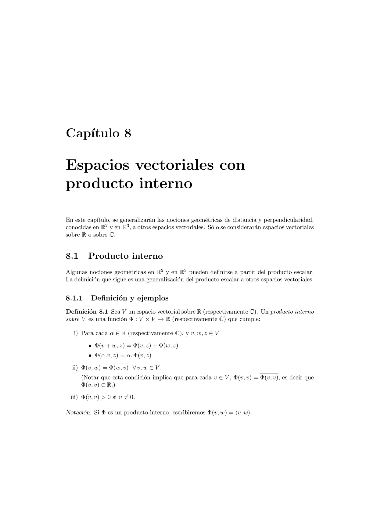 1 - Capitulo 8 - Espacios Con Producto Interno - Cap ́ıtulo 8 Espacios ...