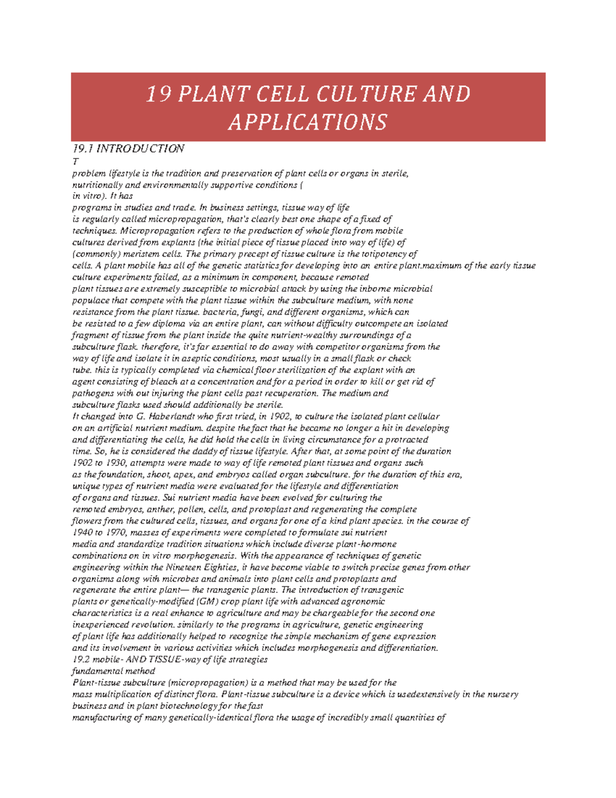 19 Plant CELL Culture AND Applications - 19 PLANT CELL CULTURE AND ...