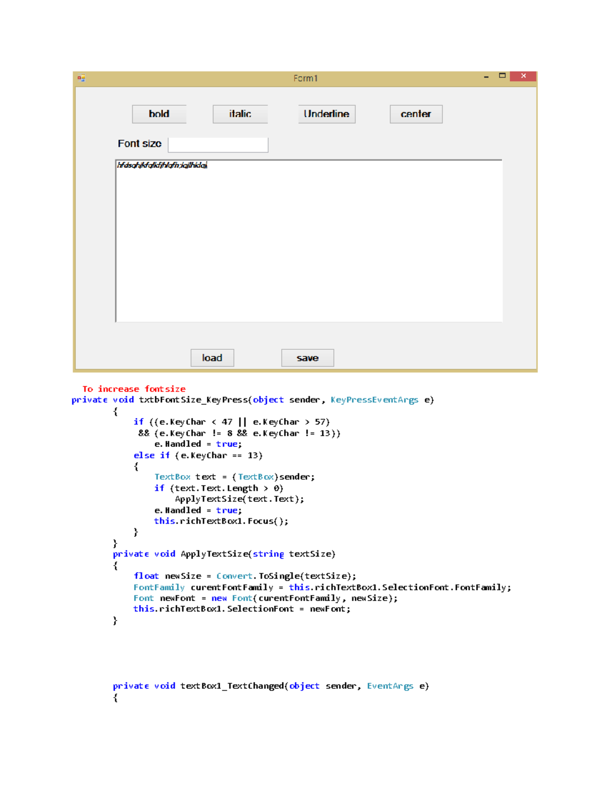Lab source code - usman kabeto post - To increase fontsize private void ...