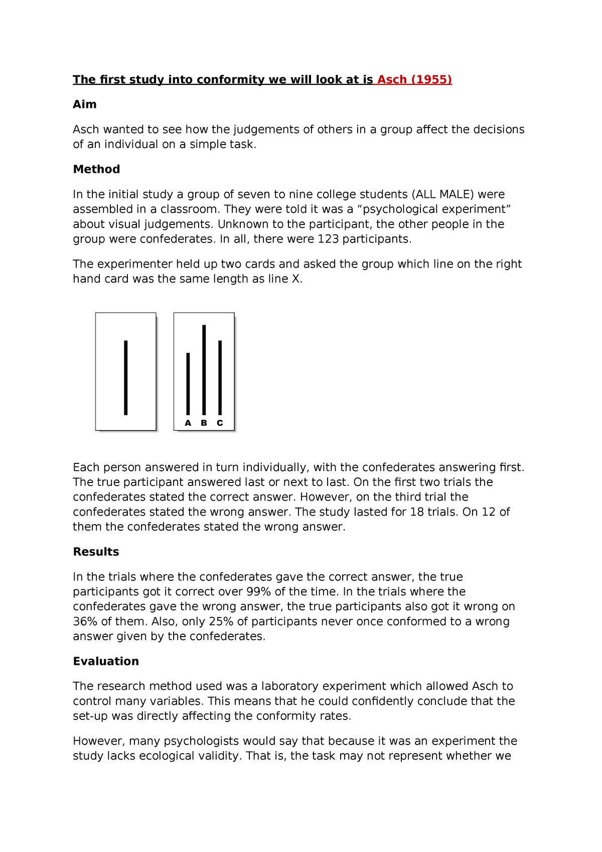 asch conformity experiment aim