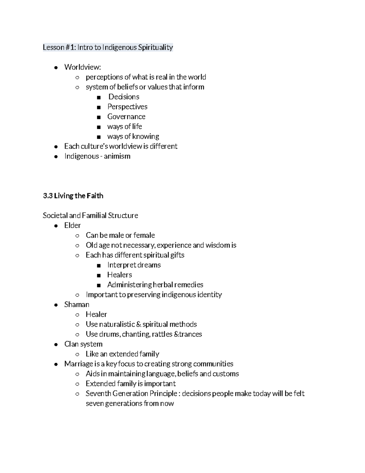 Religion summer school notes - Lesson #1: Intro to Indigenous ...