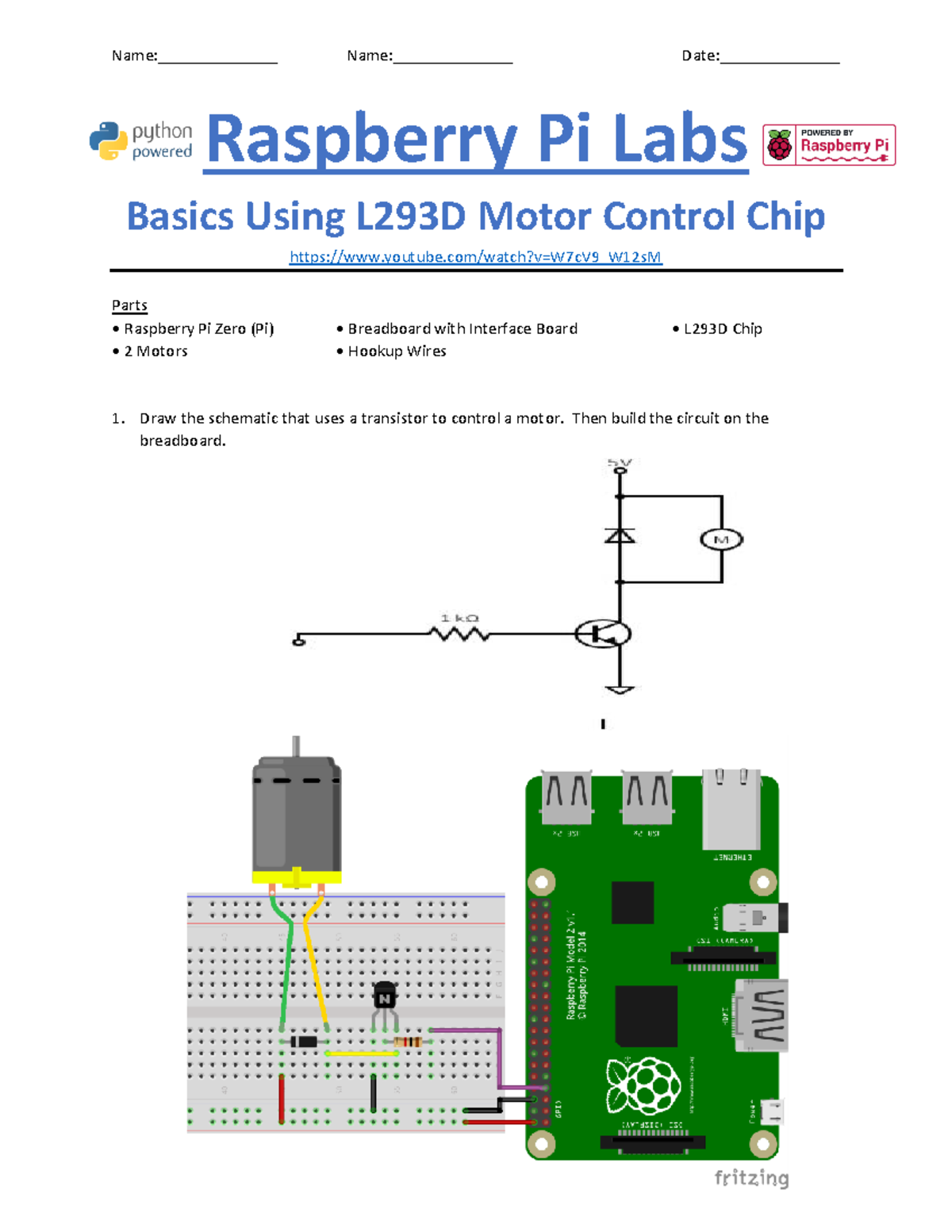 F. Raspberry Pi Motor Control Lab 2021 - Fillable - Name ...