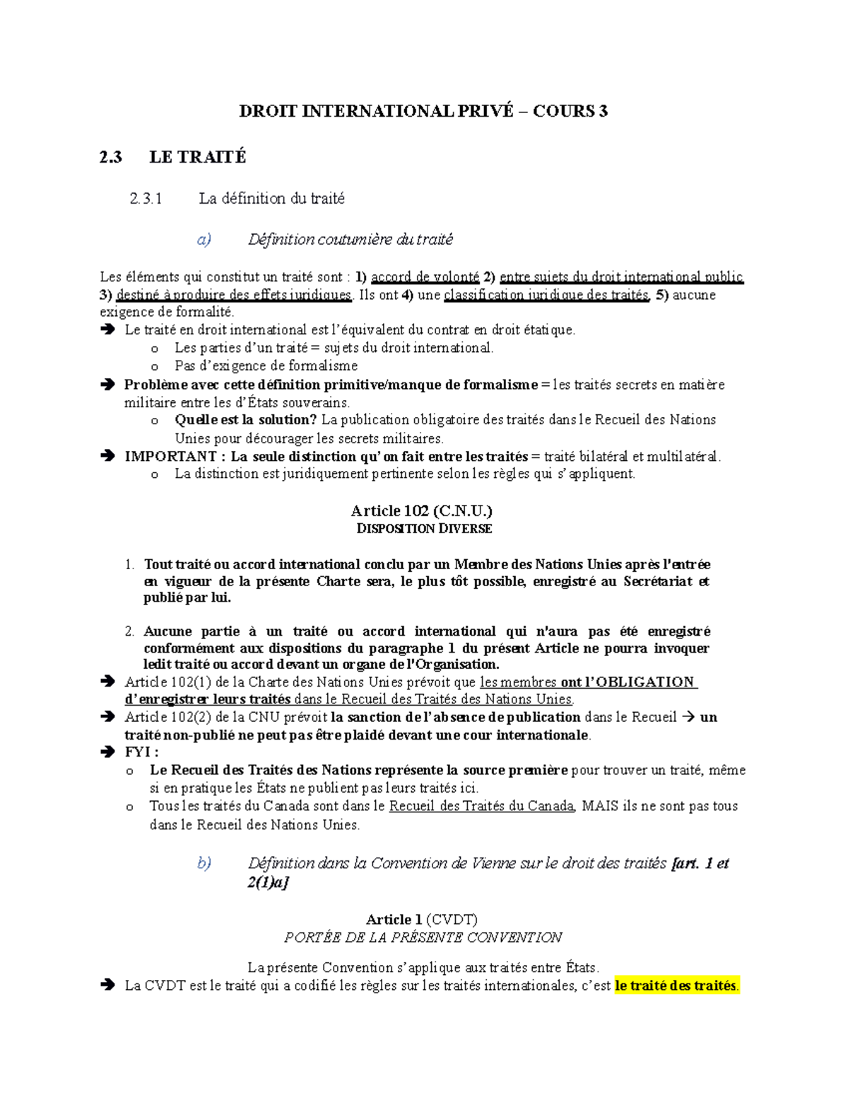 DIP Thème 3 Le Traité CEC DROIT INTERNATIONAL PRIVÉ COURS 3 2