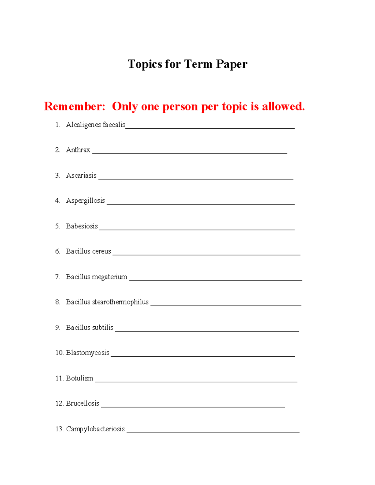 project topics for term paper