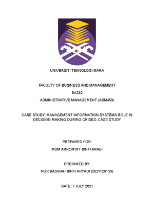 Article Review Guidelines - ADMINISTRATIVE MANAGEMENT (ASM453) SEMESTER ...