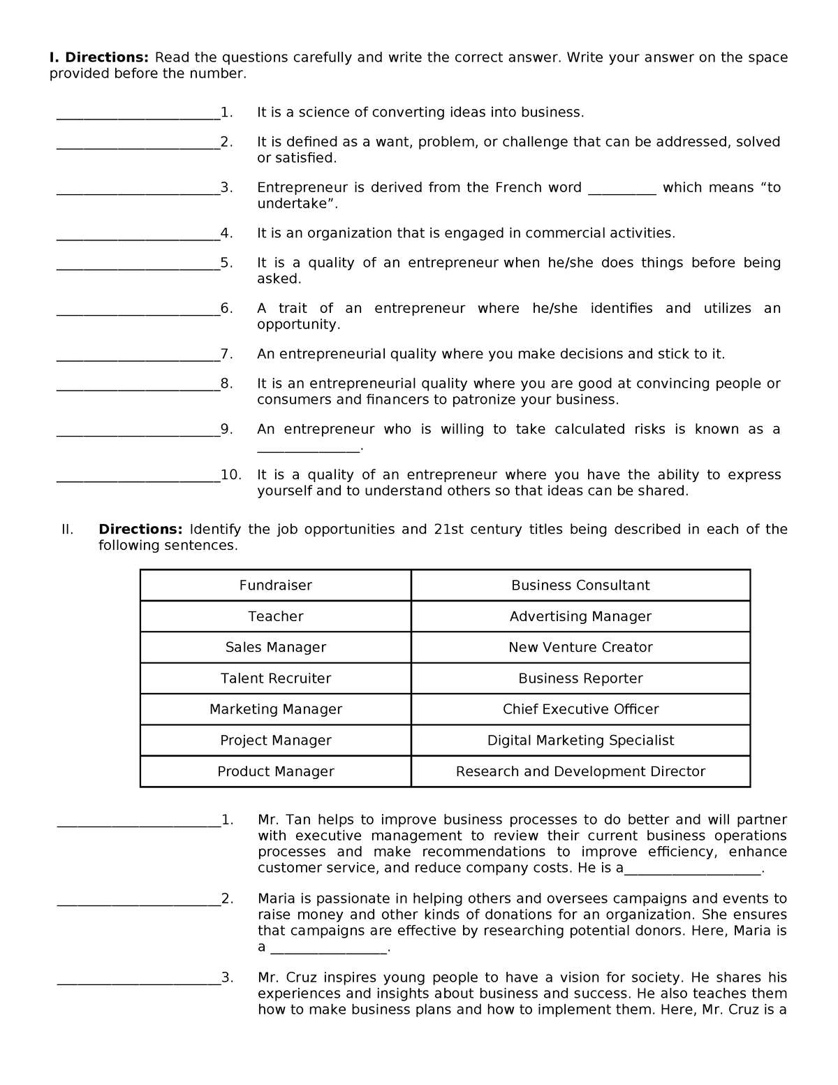 LONG QUIZ #1 - This will help you understand the lesson. - I ...