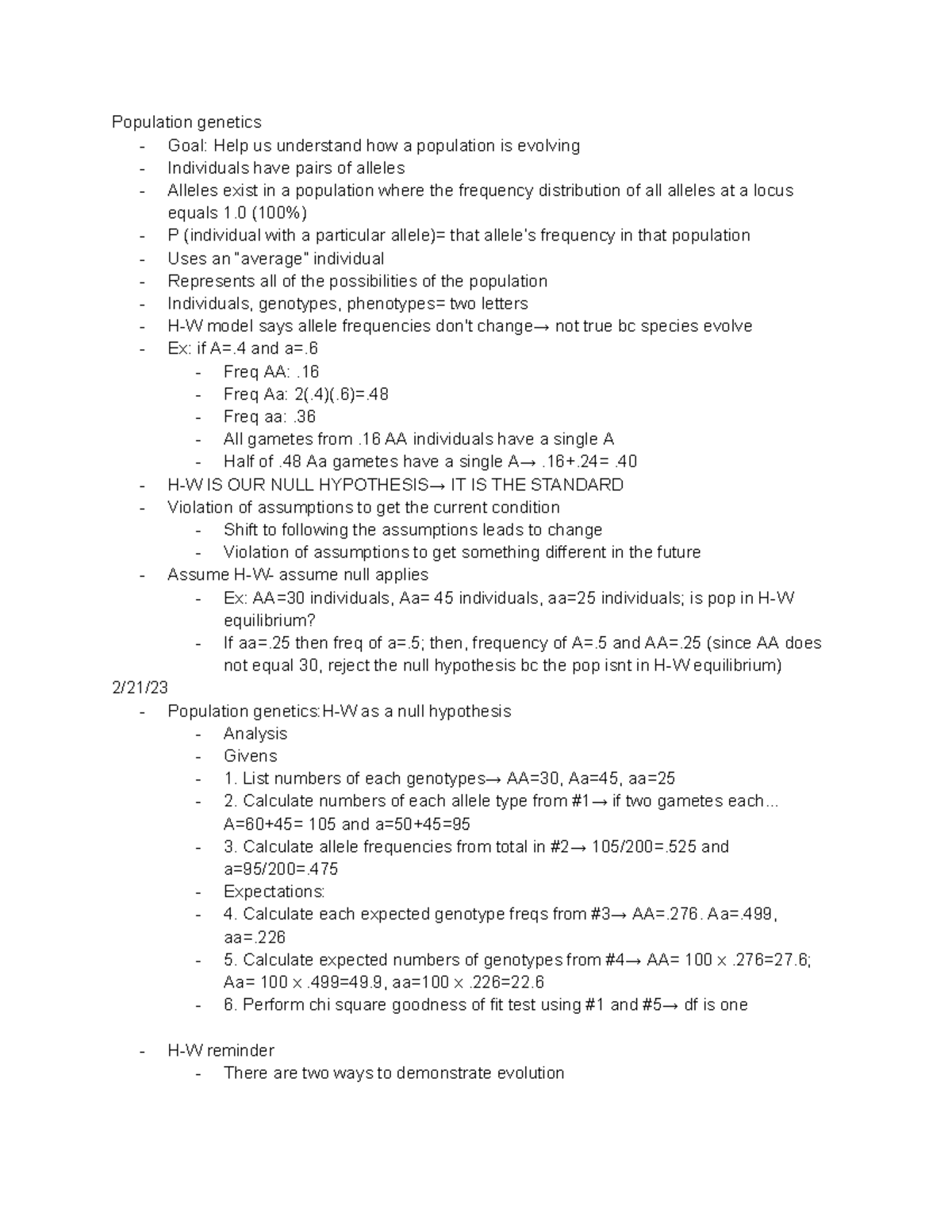 Bio test 2 notes Population Goal Help us understand how a