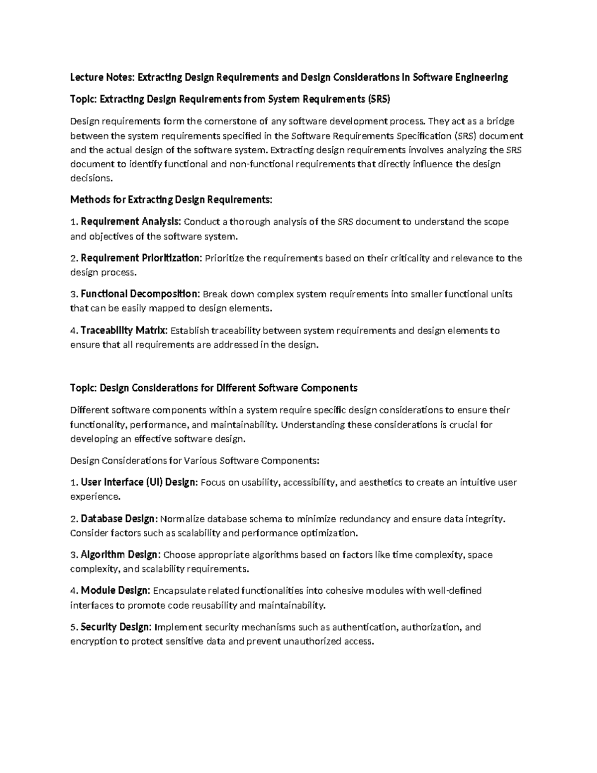 Software project lecture 2 - Lecture Notes: Extracting Design ...