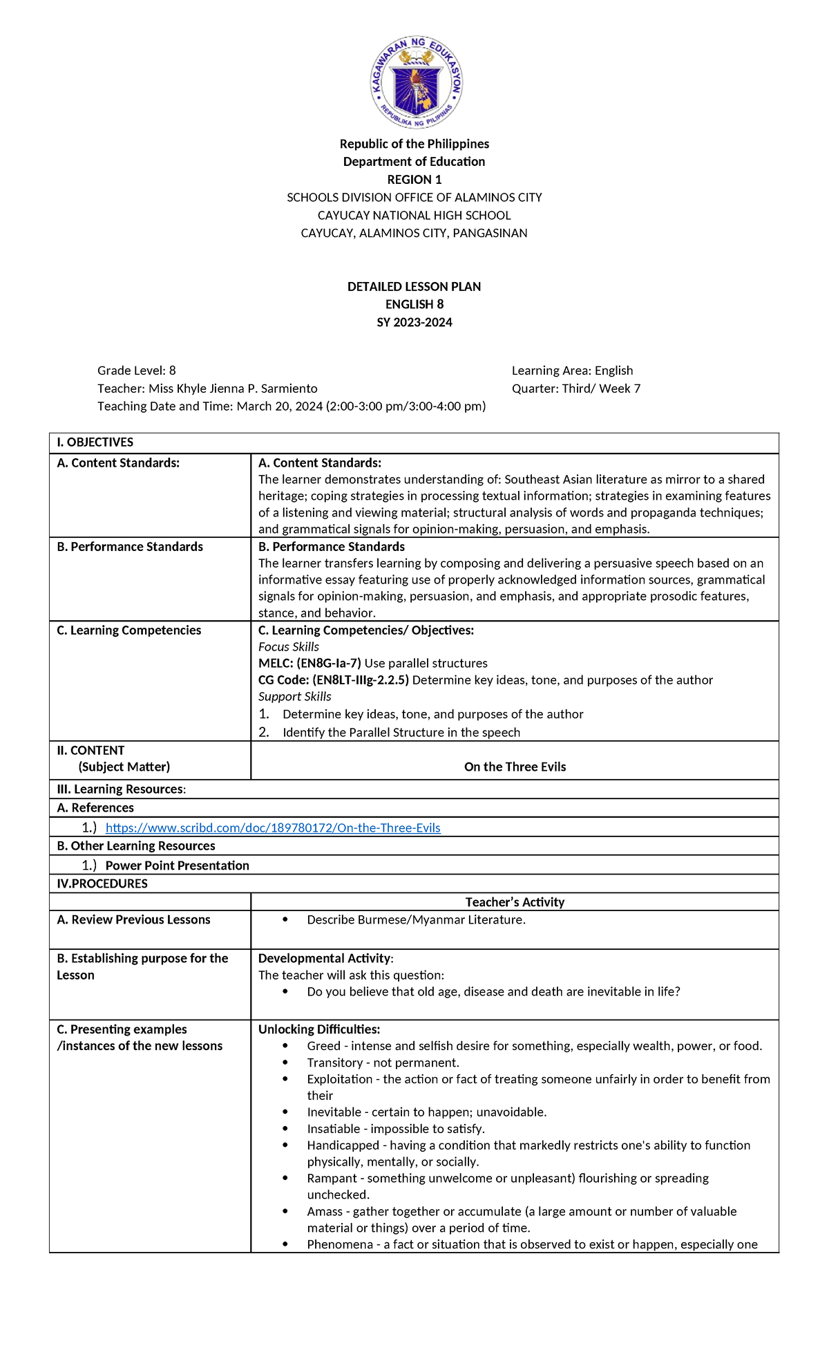 Bsf Lesson 7 Day 3 - o7y32m7