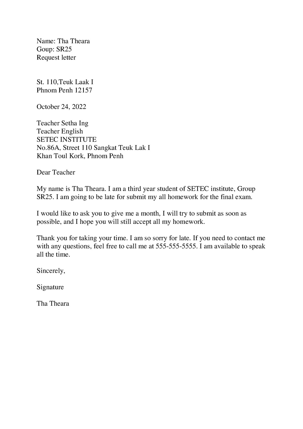 Request Letter ENG - Just for Sharing - Name: Tha Theara Goup: SR ...