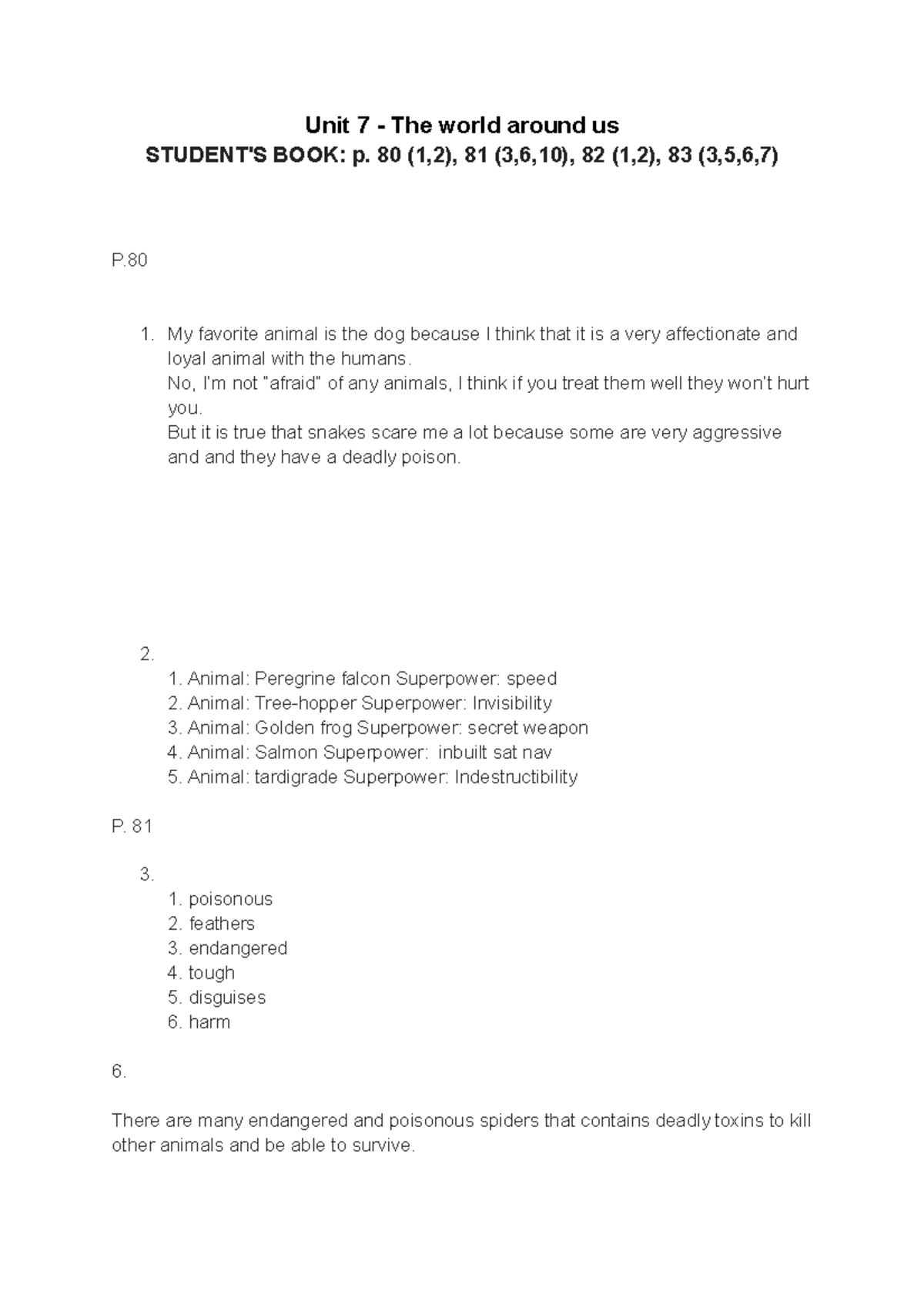 Unit 7 - The world around us (tasks) - Unit 7 - The world around us ...