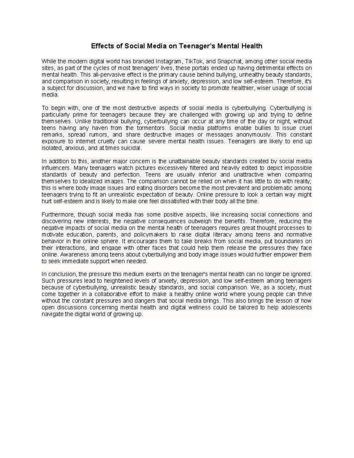 Effects of Social Media on Teenagers Mental Health - This all-pervasive ...