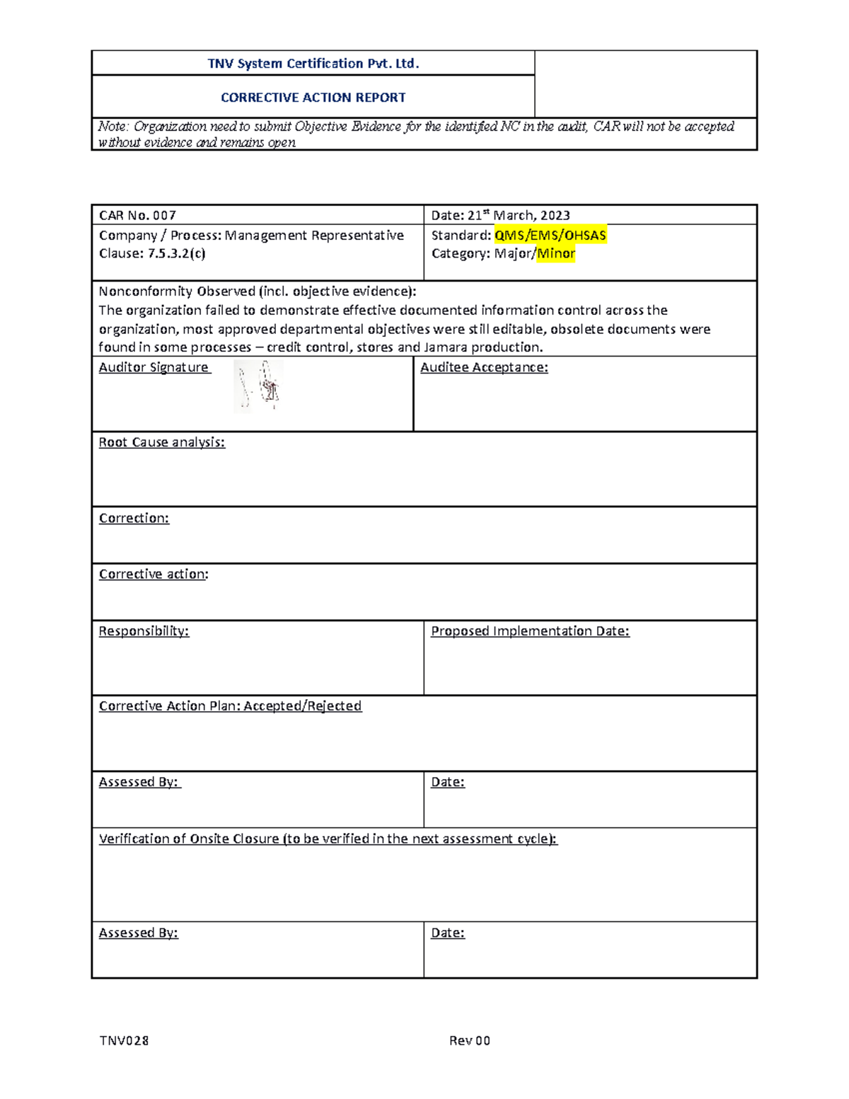 NC 007 Management Rep - vffdsgdh htf - TNV System Certification Pvt ...