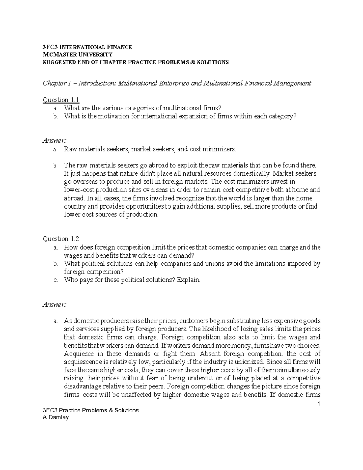 3FC3 Ch 1 Prac Problem Solns - MCMASTER UNIVERSITY SUGGESTED END OF ...