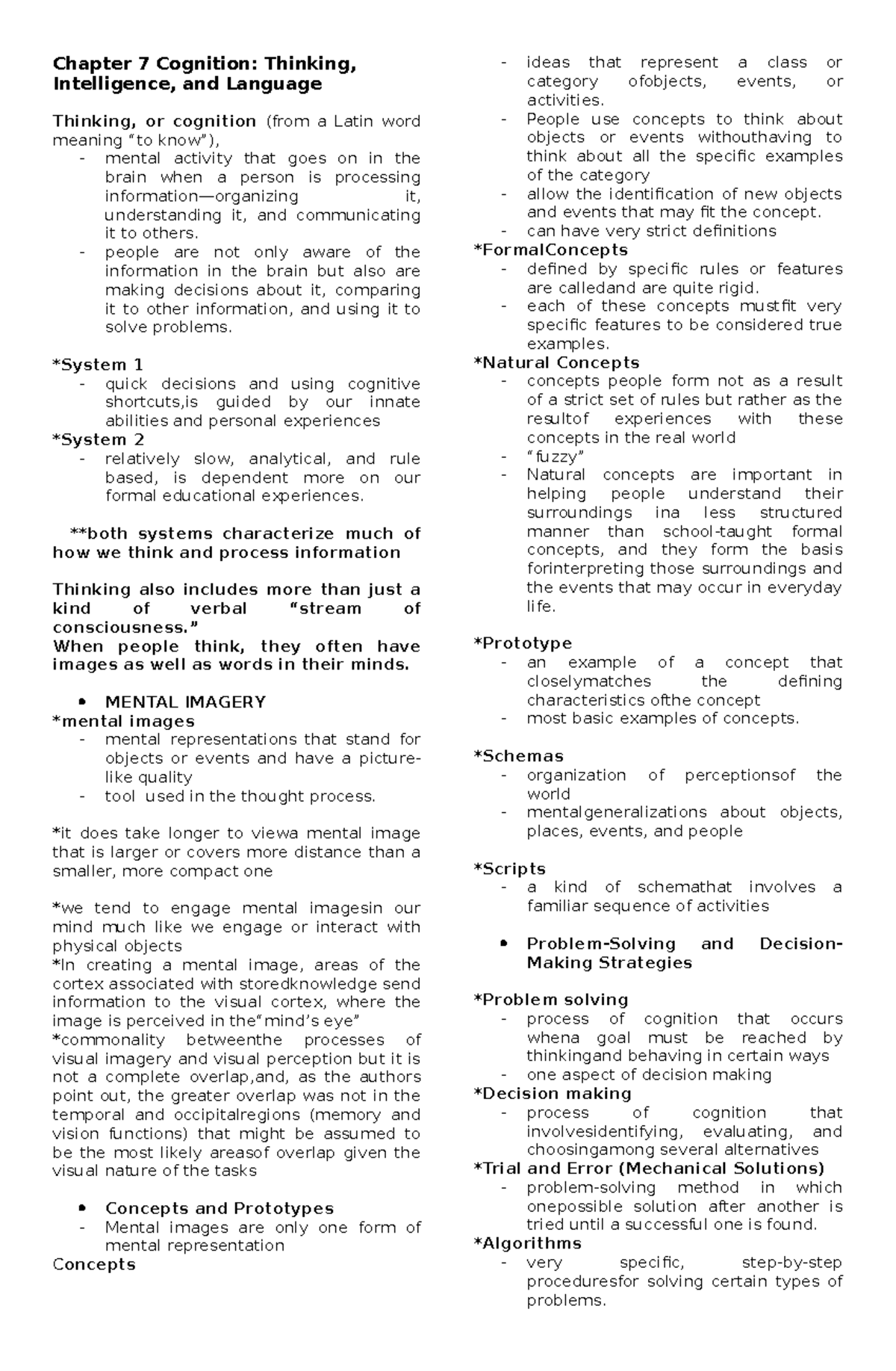 Chapter-7- Notes - Chapter 7 Cognition: Thinking, Intelligence, And ...