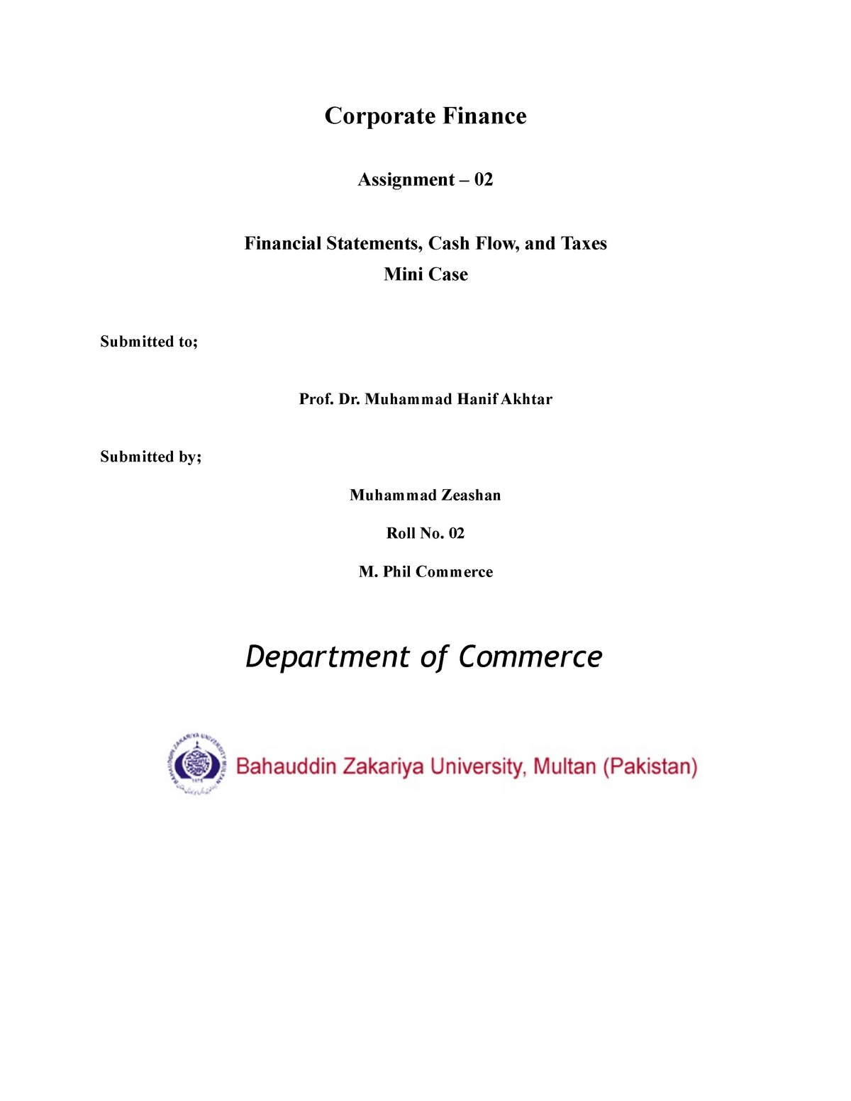 corporate finance assignment 2 financial statement analysis