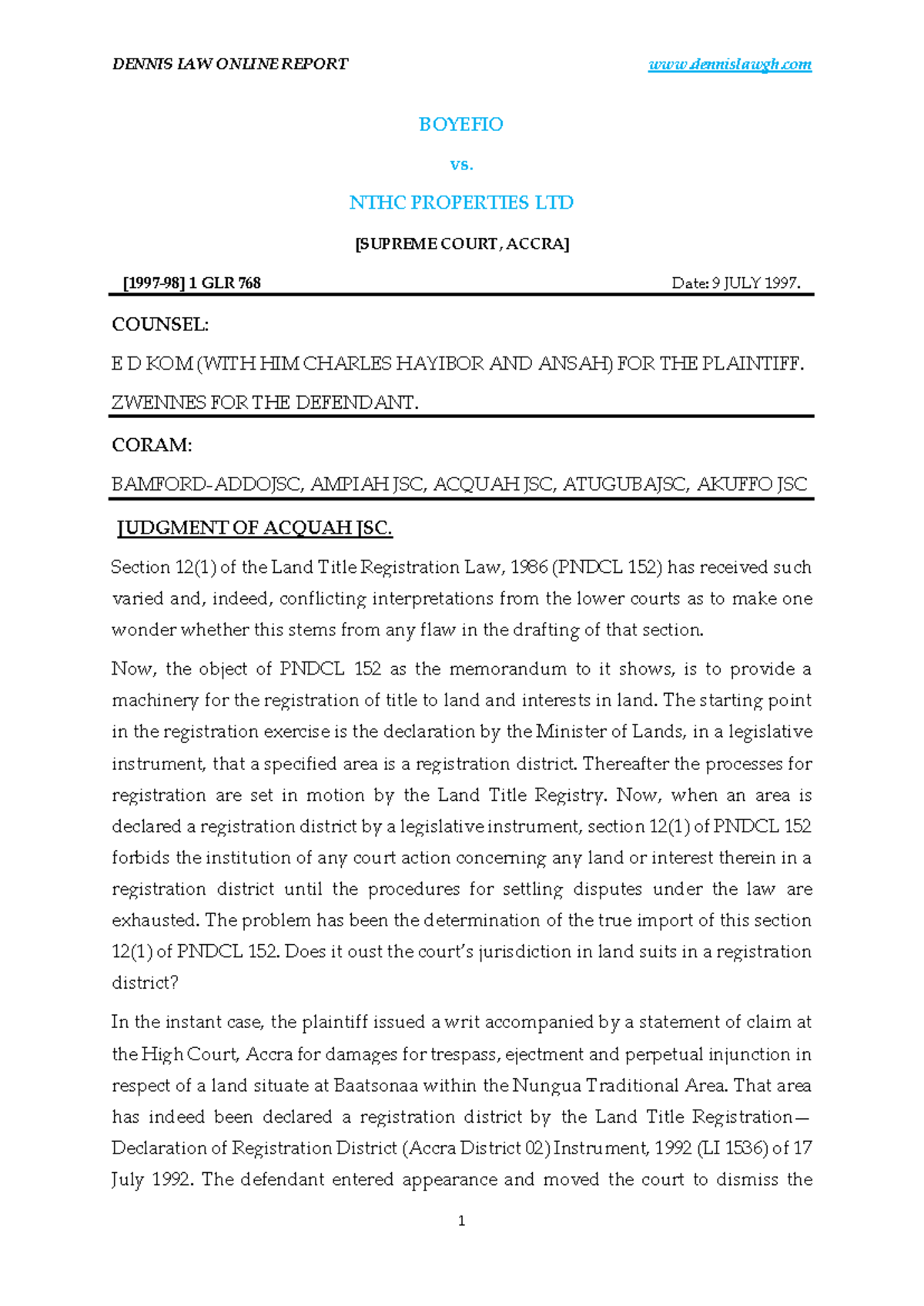 Boyefio vs NTHC Properties LTD 2 - BOYEFIO vs. NTHC PROPERTIES LTD ...