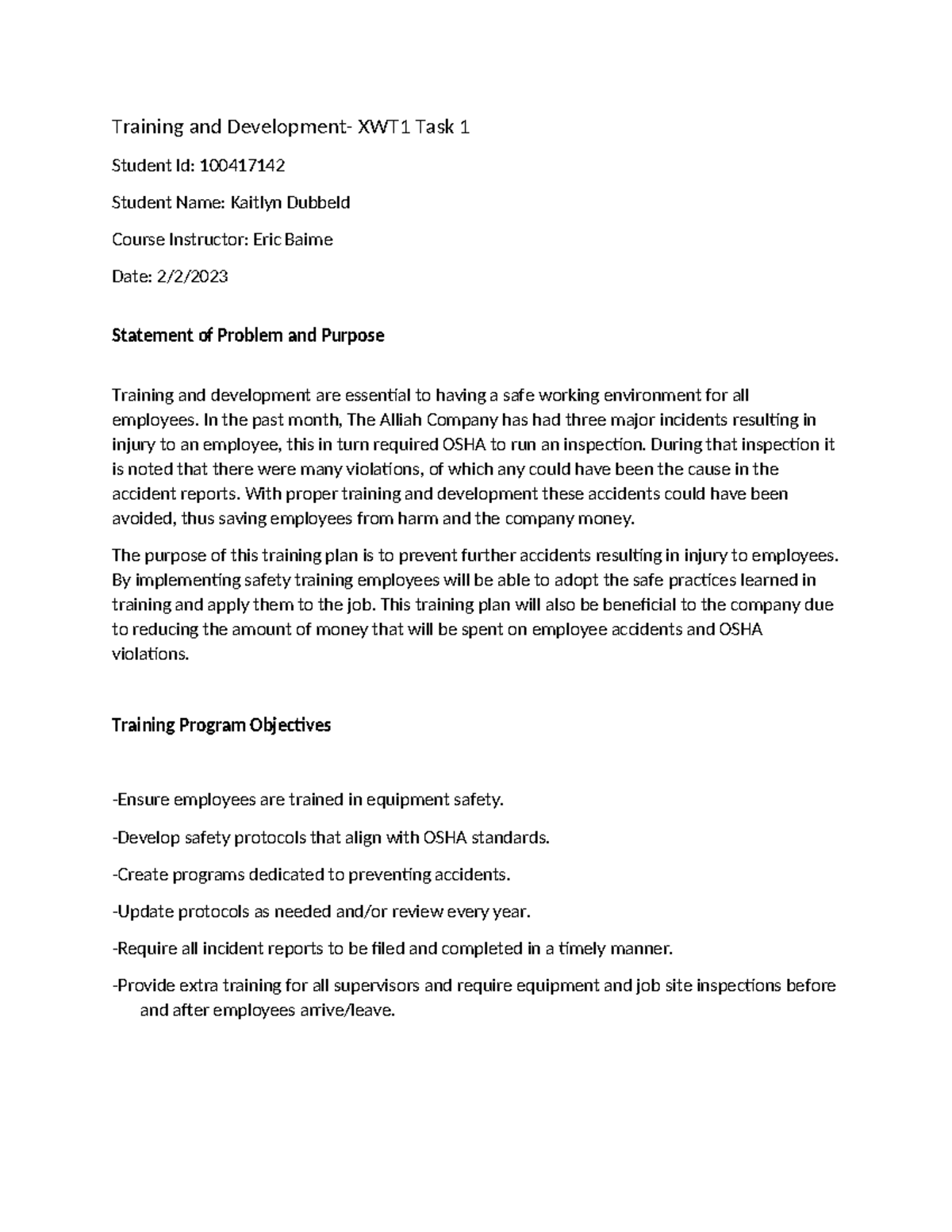 XWT1 Task 1 - completed on first attempt - Training and Development ...