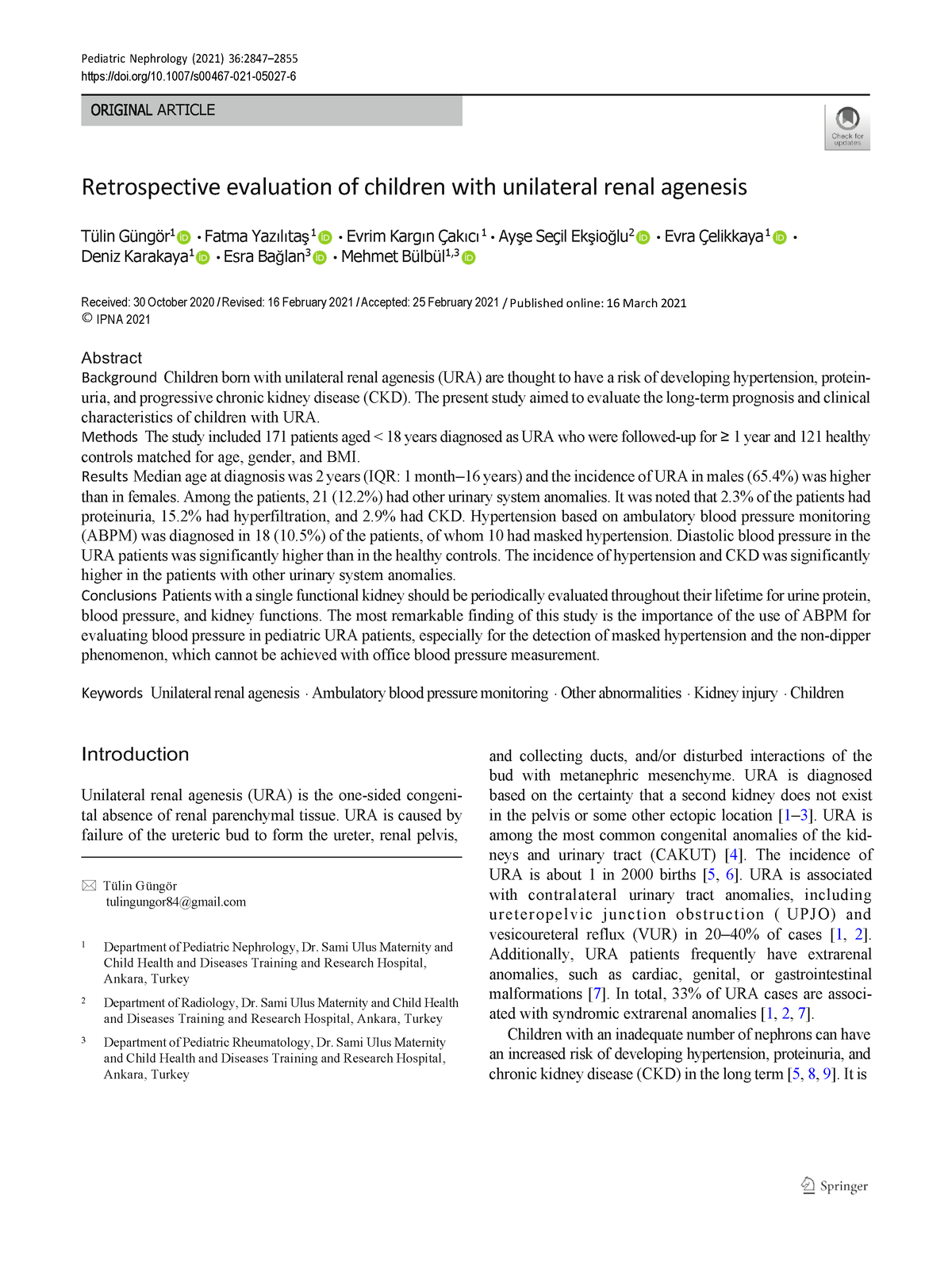 6e3a3bb7 - Uro - ARTICLE Pediatric Nephrology (2021) 36:2847– 2855 doi ...