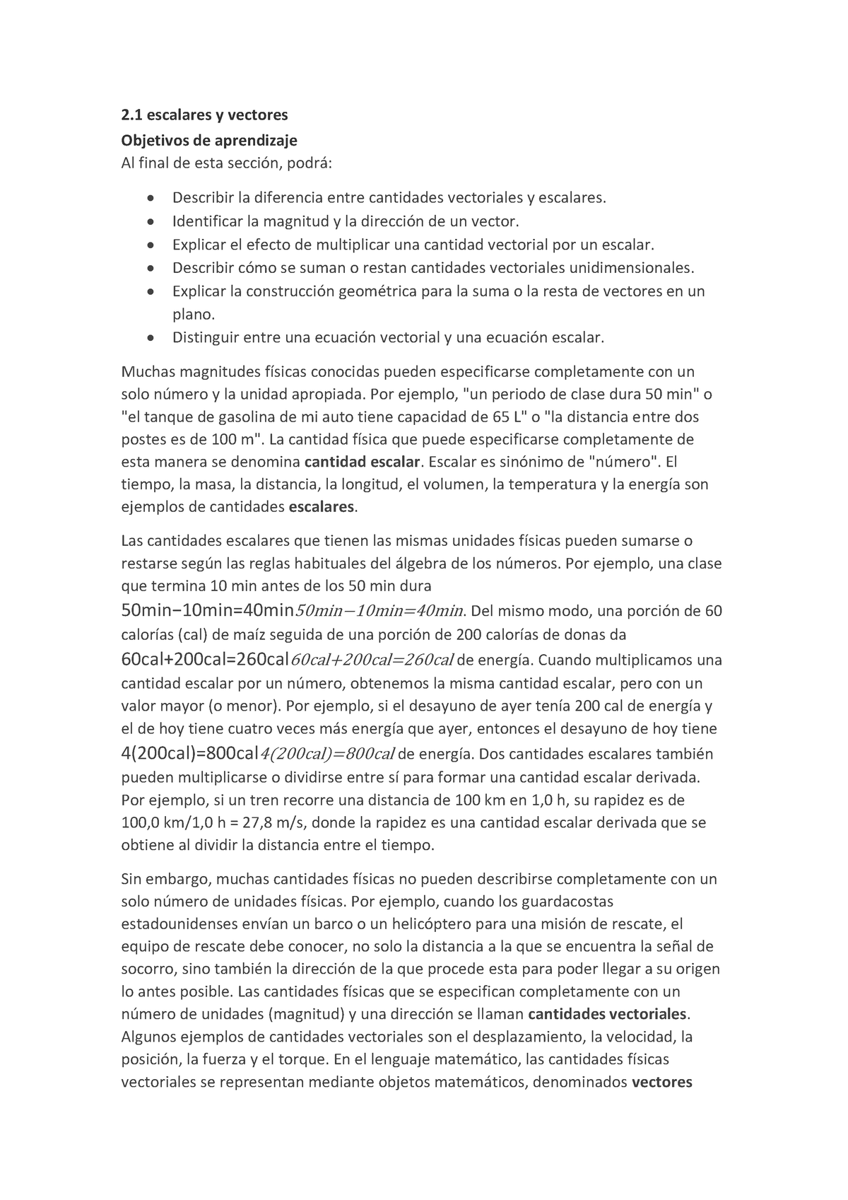 2.1 Escalares Y Vectores - 2 Escalares Y Vectores Objetivos De ...