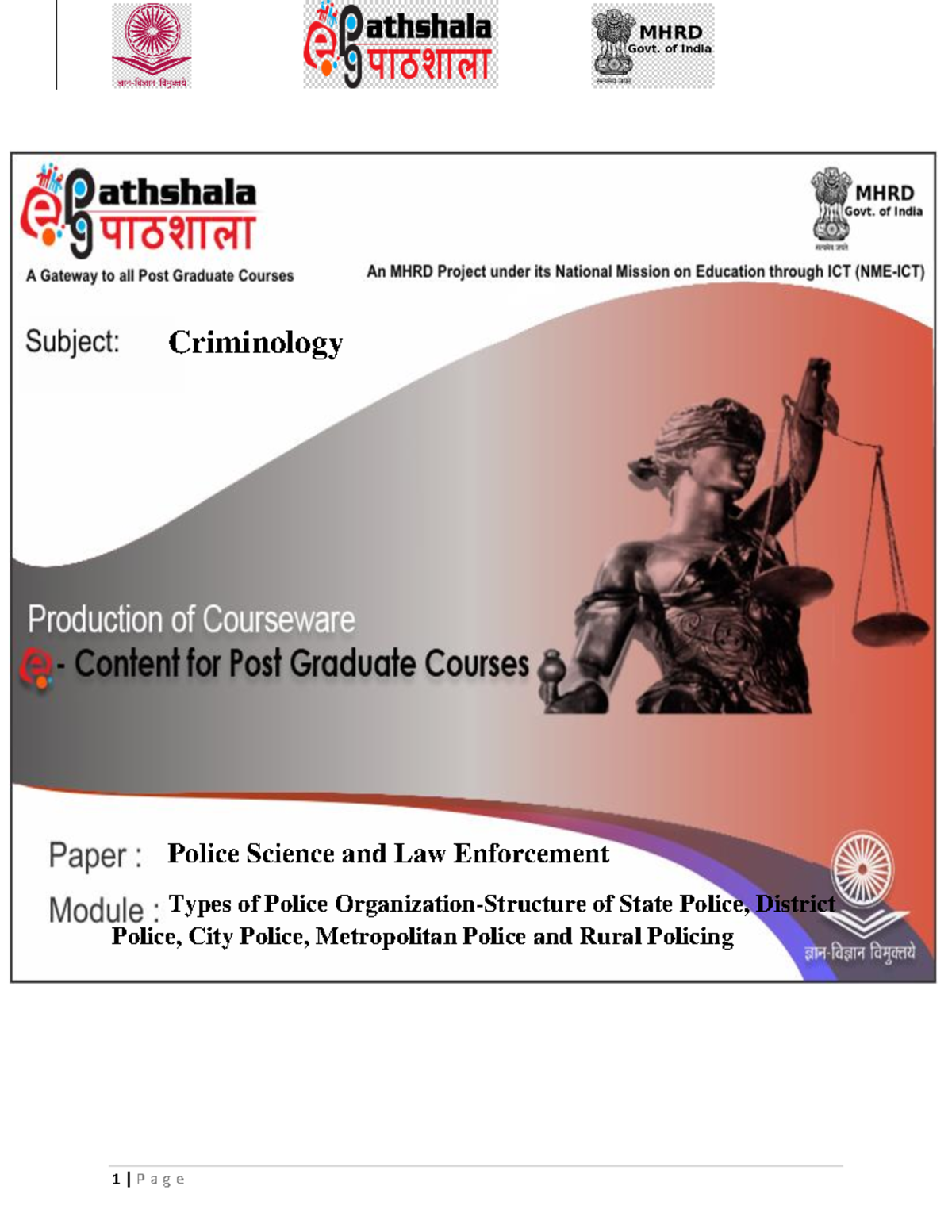 Types of police org - Criminology Police Science and Law Enforcement ...