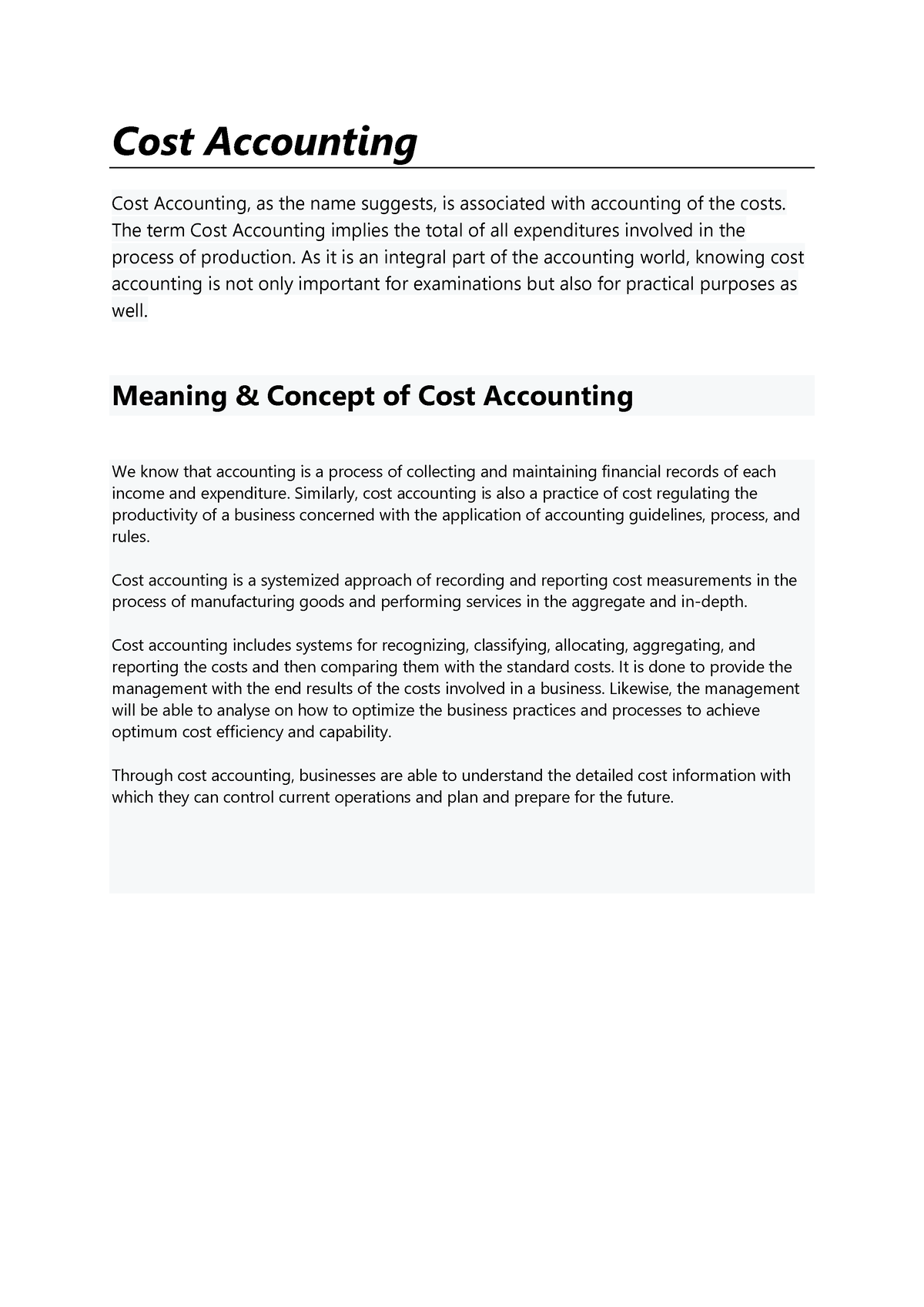 COST Accounting - Cost Accounting Cost Accounting, As The Name Suggests ...