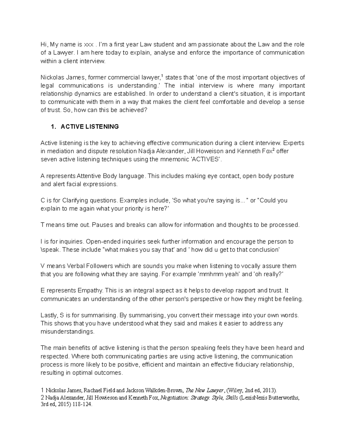 Contemporary Practise Vlog Script - Hi, My name is xxx. I’m a first ...