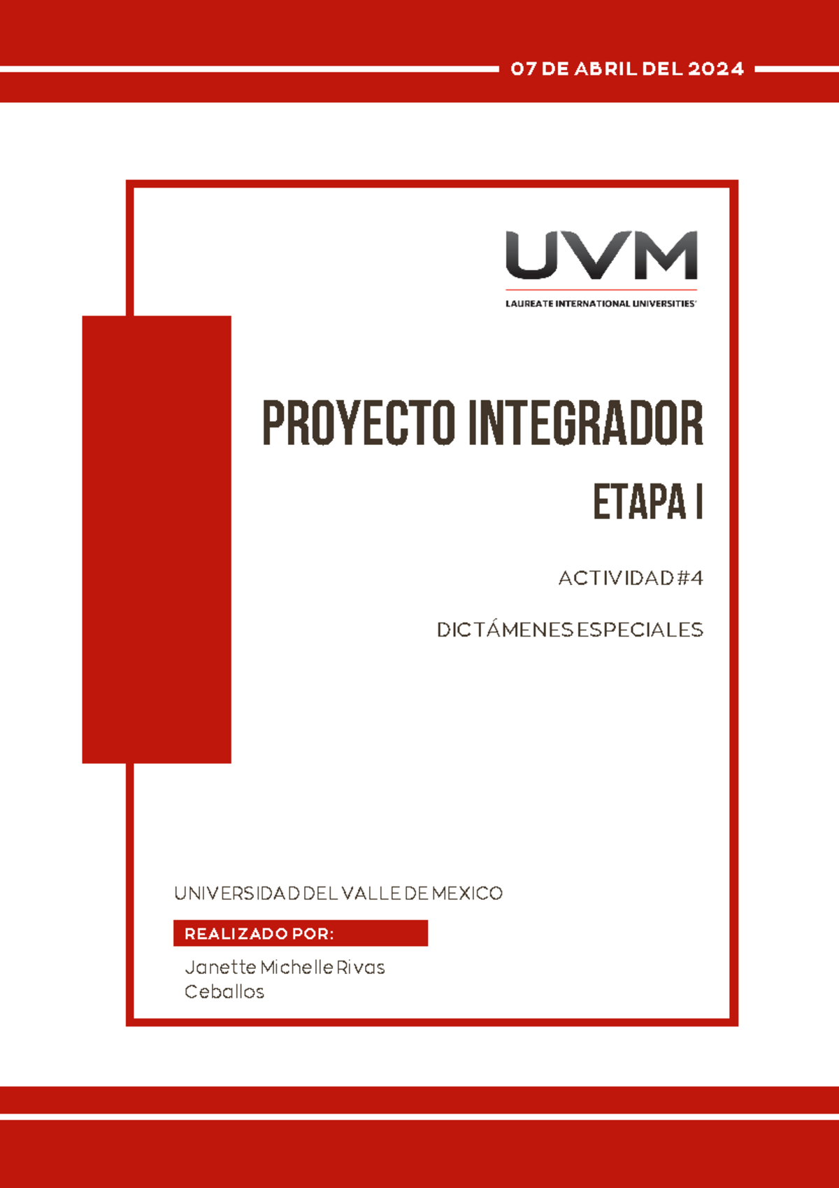 A#4 PROYECTO INTEGRADOR PARTE 1 - PROYECTO INTEGRADOR REALIZADO POR ...