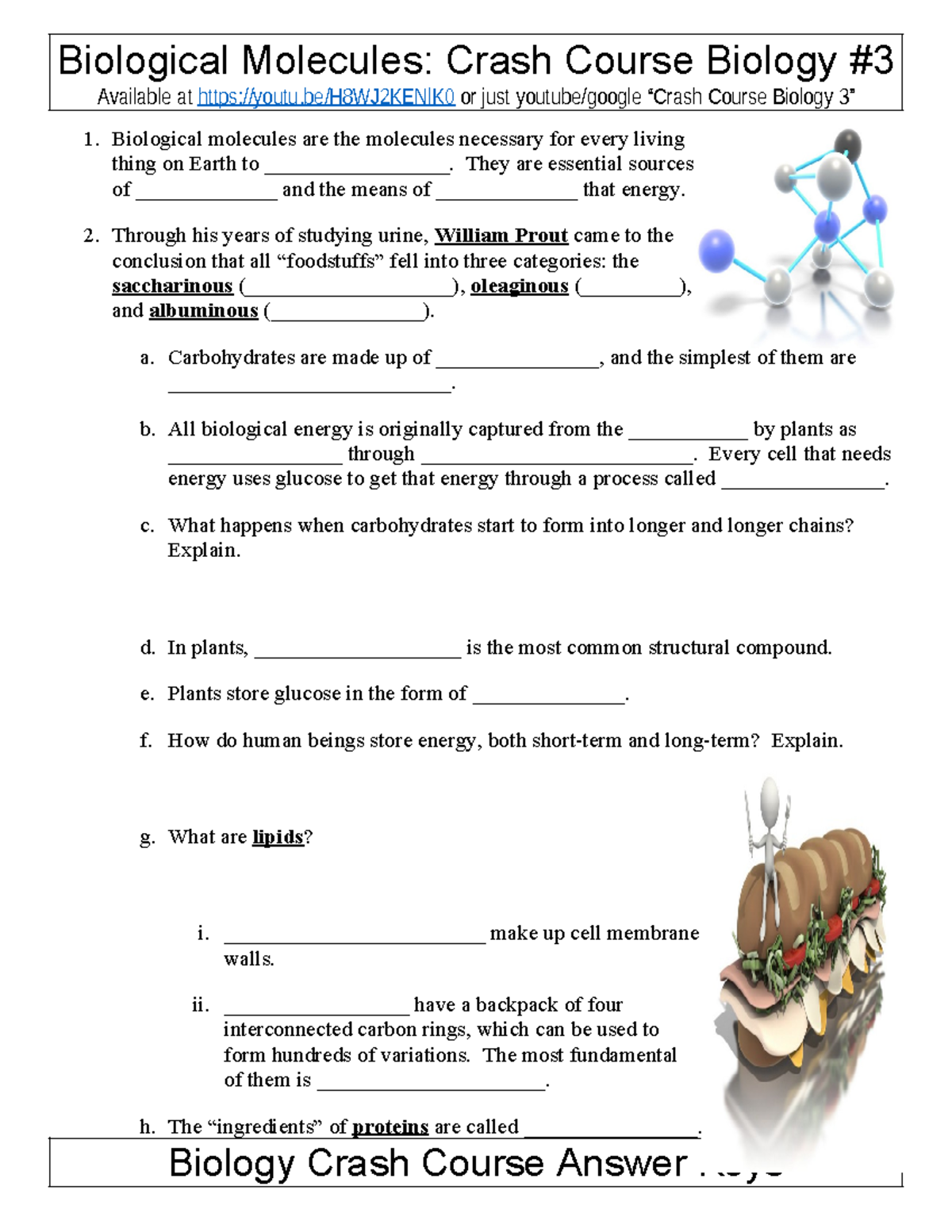 Crash Course Biology 3 Biological Moleculess 1 2 - Biological Molecules ...