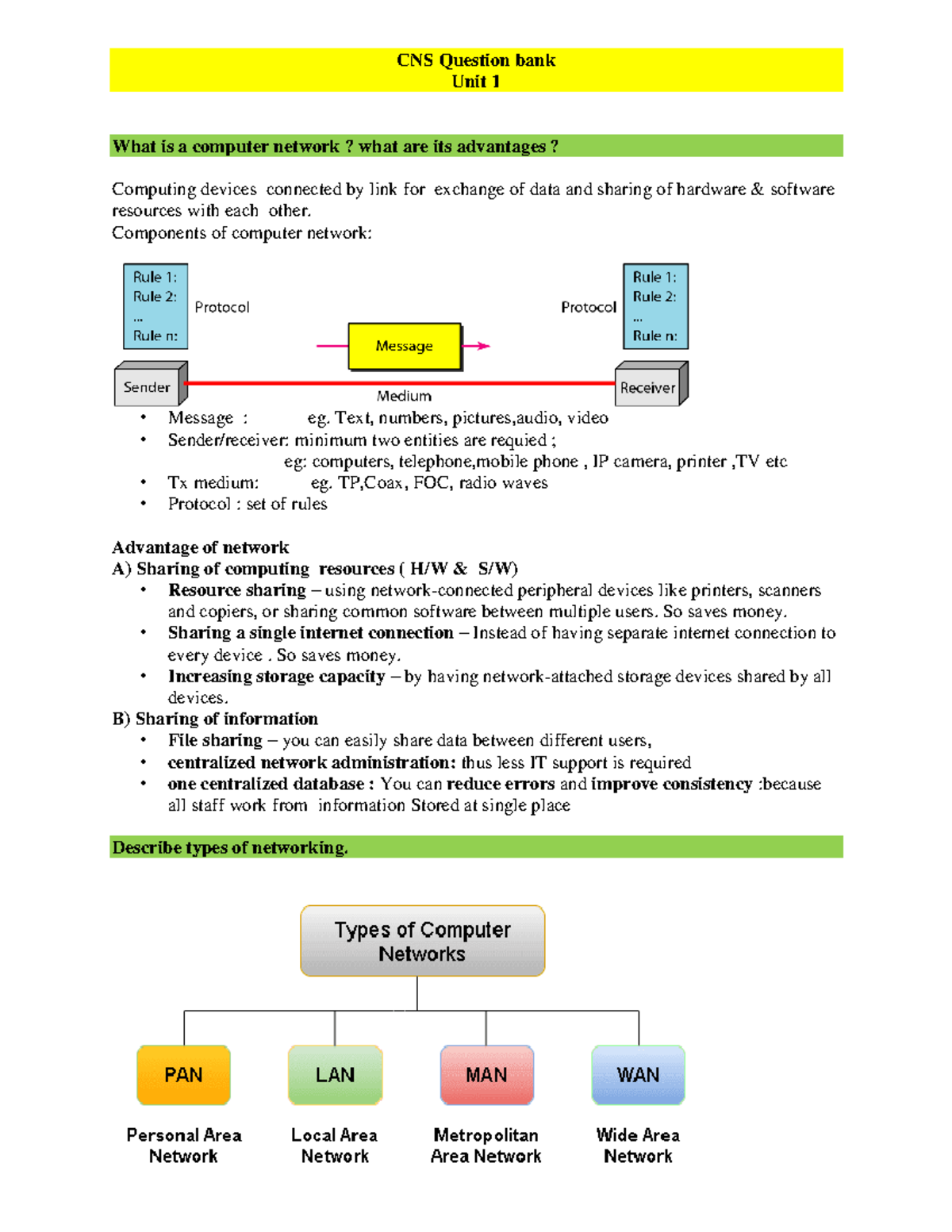 CNS model answers unit 1 - CNS Question bank Unit 1 What is a computer ...