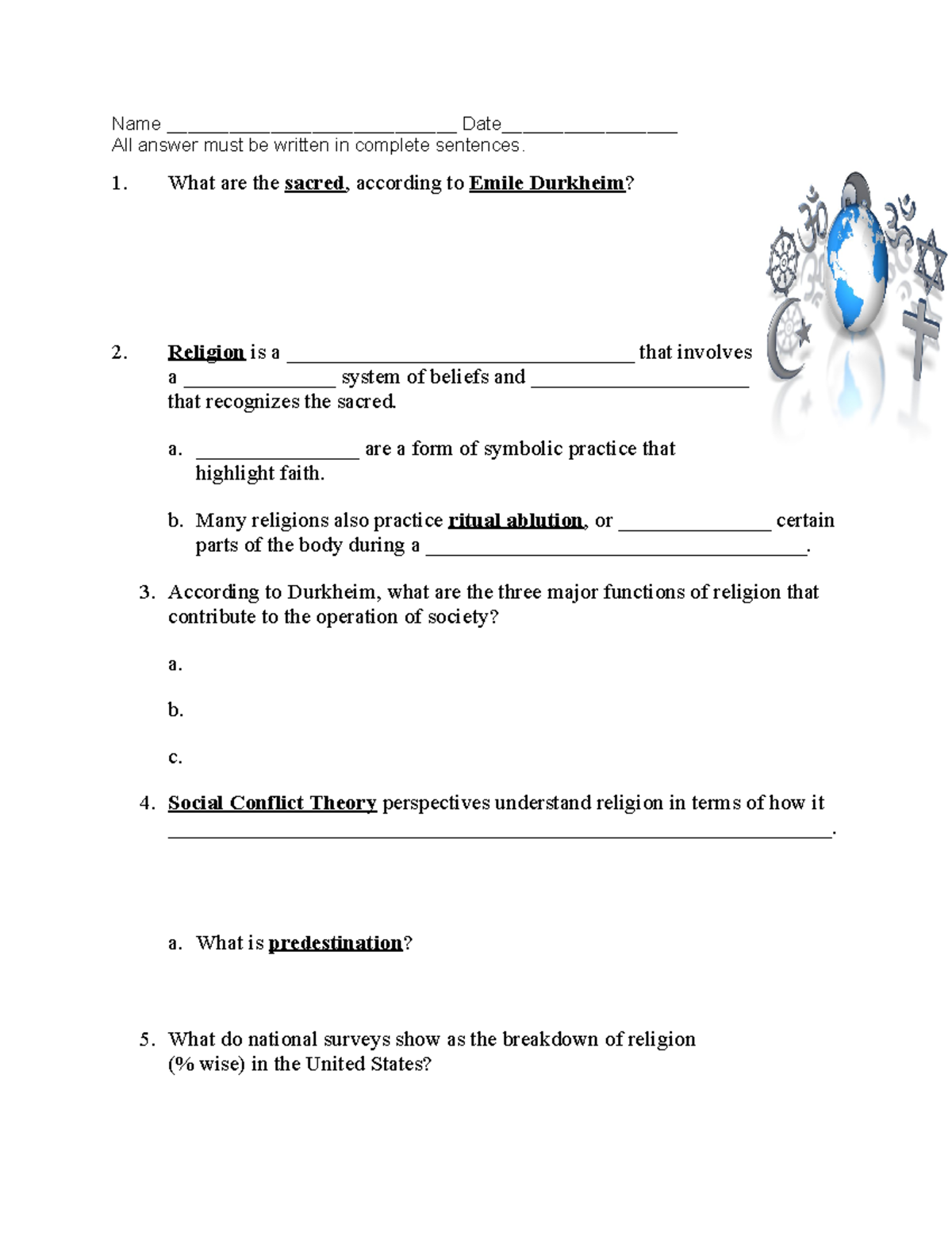Religion WS 2022 - worksheet - Name ____________________________ Date ...