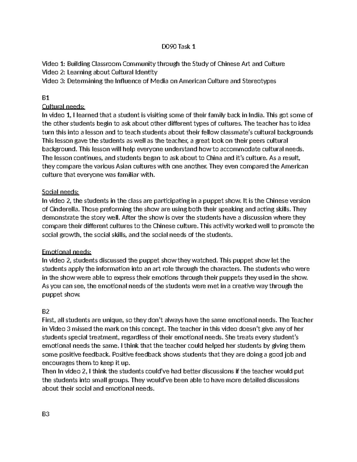 D090 Task 1 - passed - D090 Task 1 Video 1: Building Classroom ...