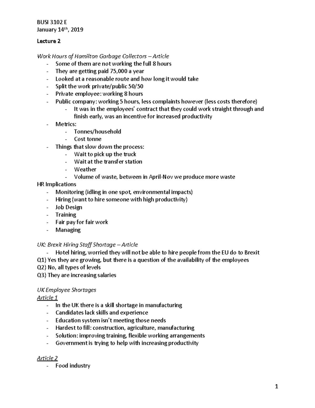 Lecture 2 BUSI 3102 Notes - BUSI 3102 E January 14th, 2019 Lecture 2 ...