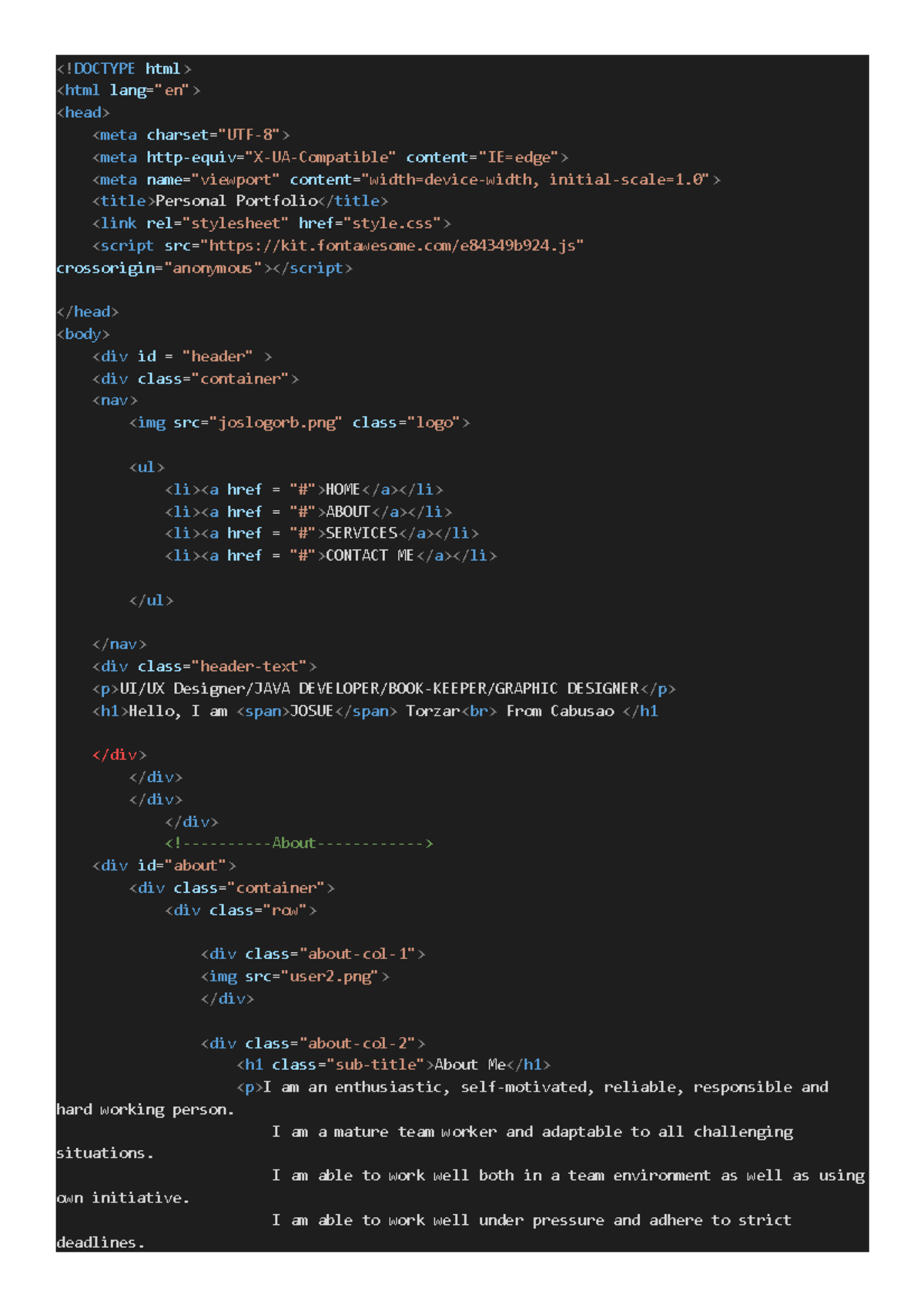 Doctype html - Rizal lifes - Personal Portfolio