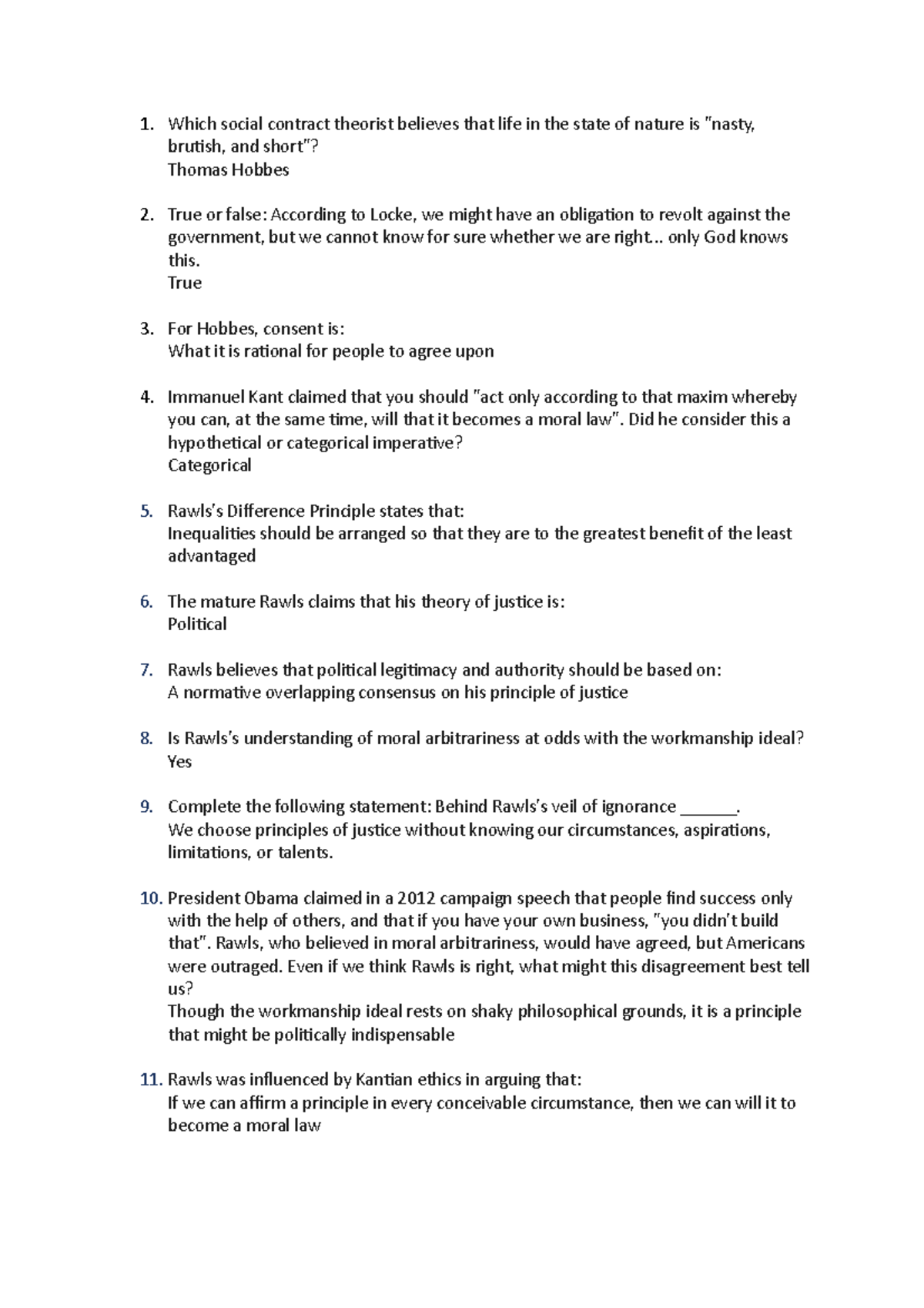 Moral Foundations of Politics Quiz 4 - Which social contract theorist ...