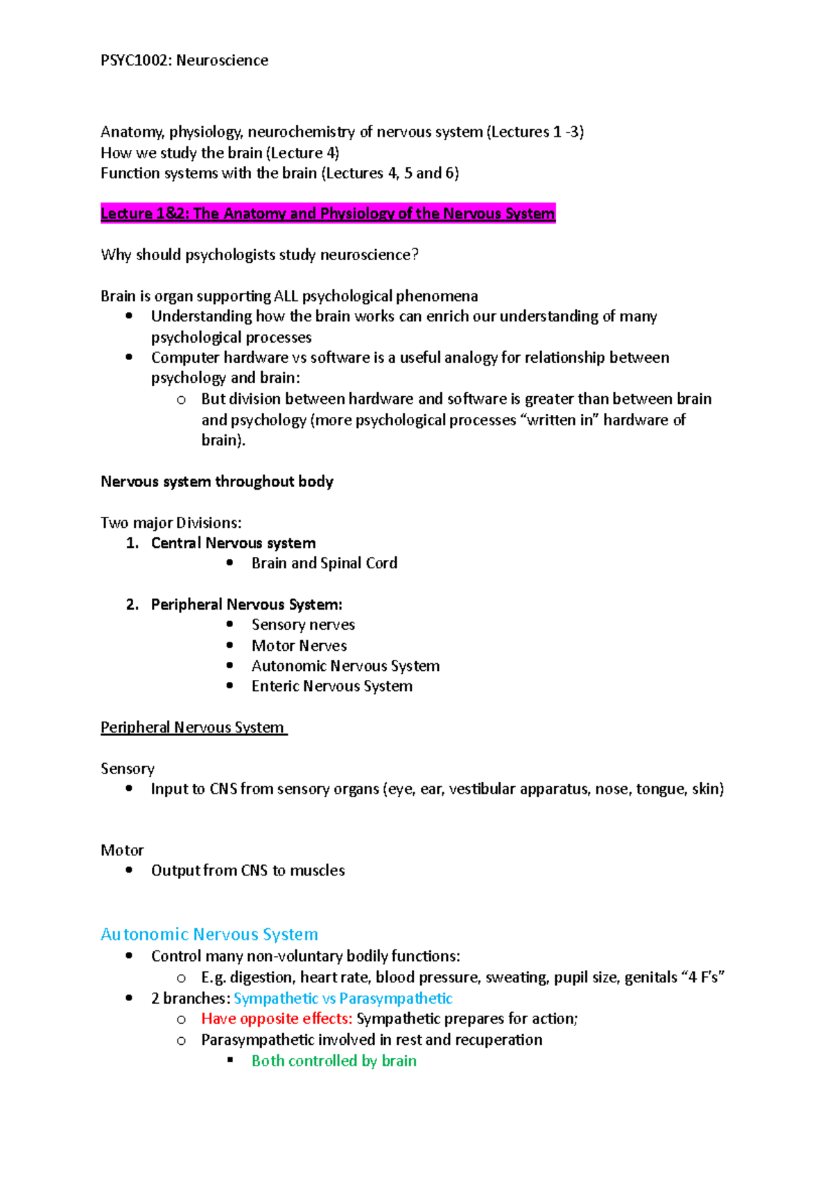 Neuroscience - Anatomy, physiology, neurochemistry of nervous system ...