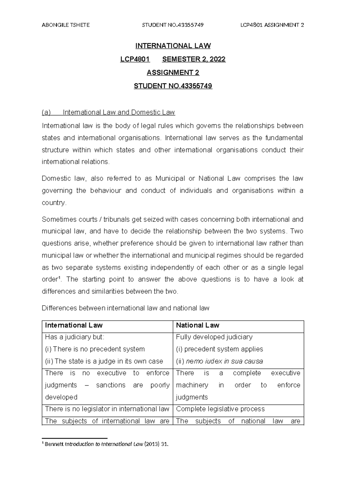 43355749 LCP4801 Assignment 2 - INTERNATIONAL LAW LCP4801 SEMESTER 2 ...