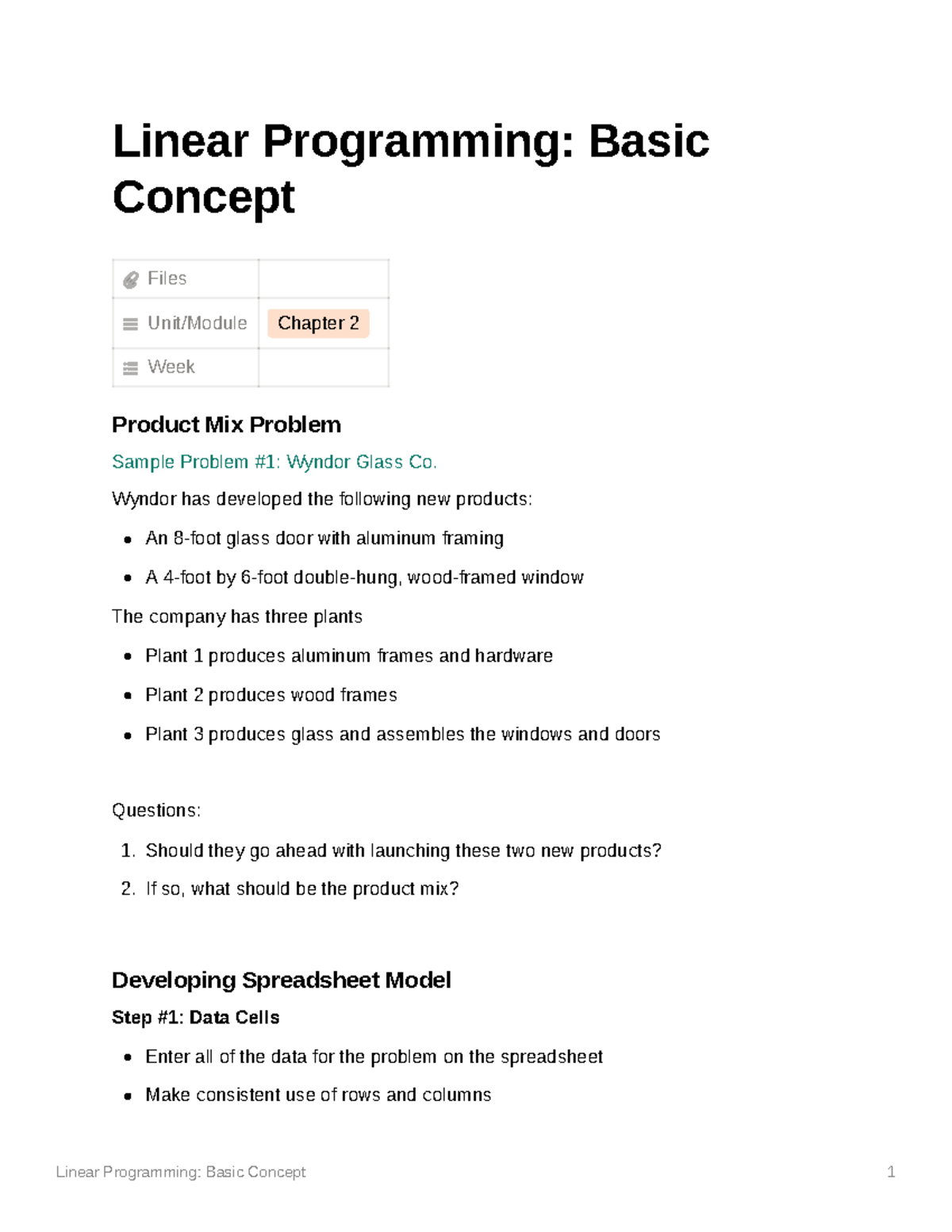 Linear Programming Basic Concept in Management Science - Linear ...