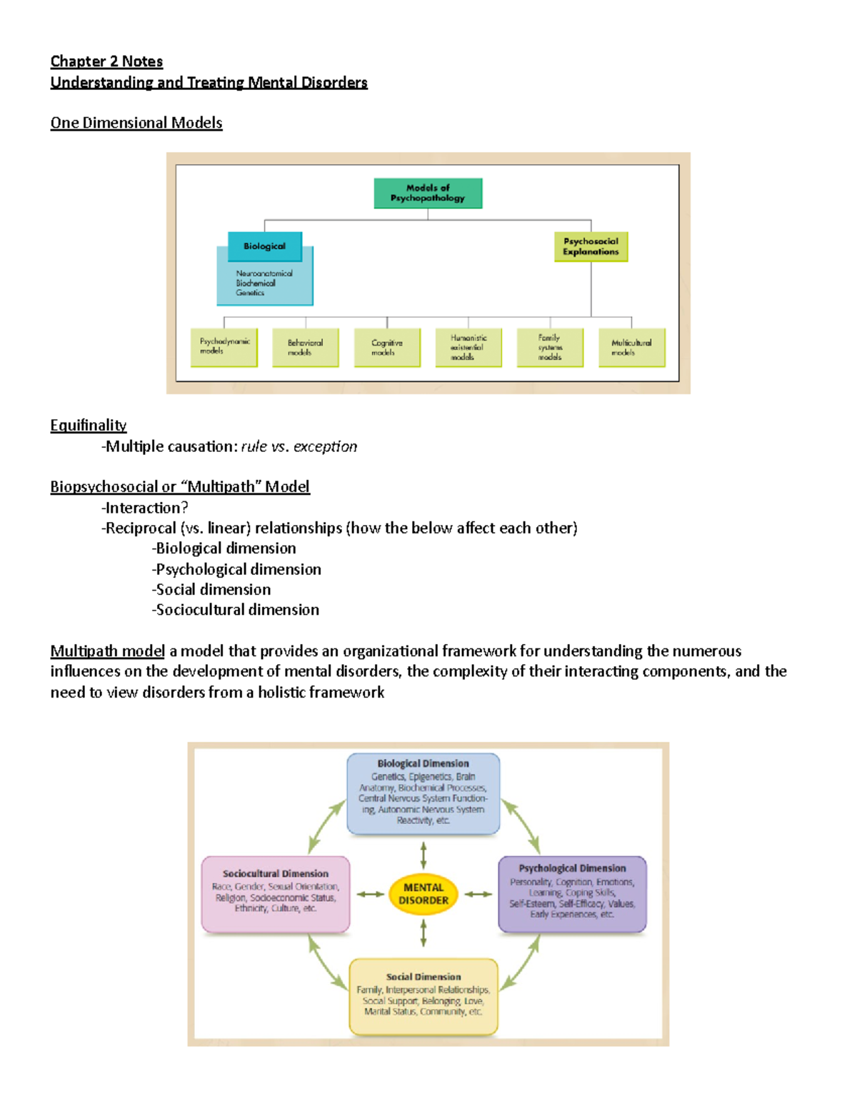 Chapter 2 Notes - Chapter 2 Notes Understanding and Treating Mental ...