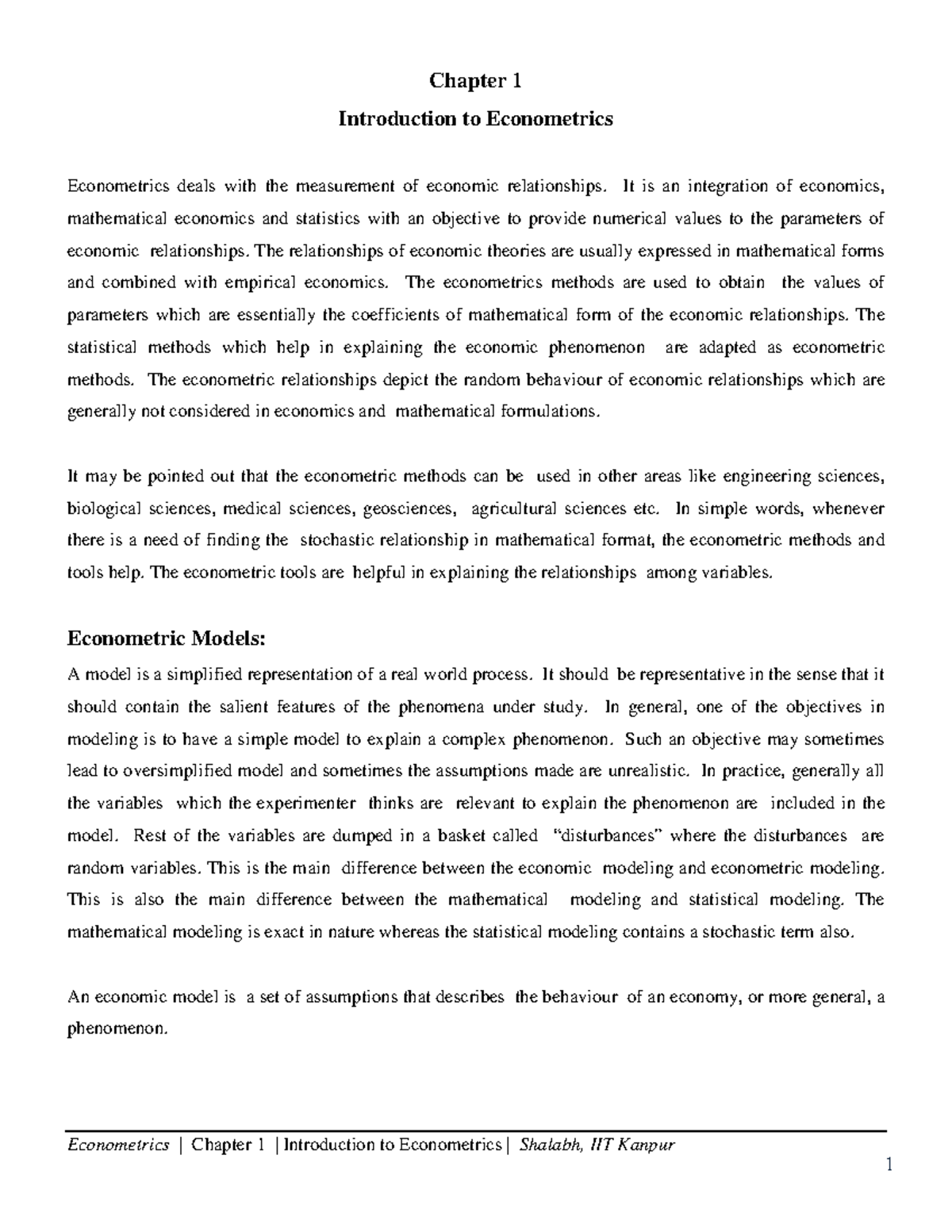 Chapter 1-Econometrics-Introduction To Econometrics - Econometrics ...