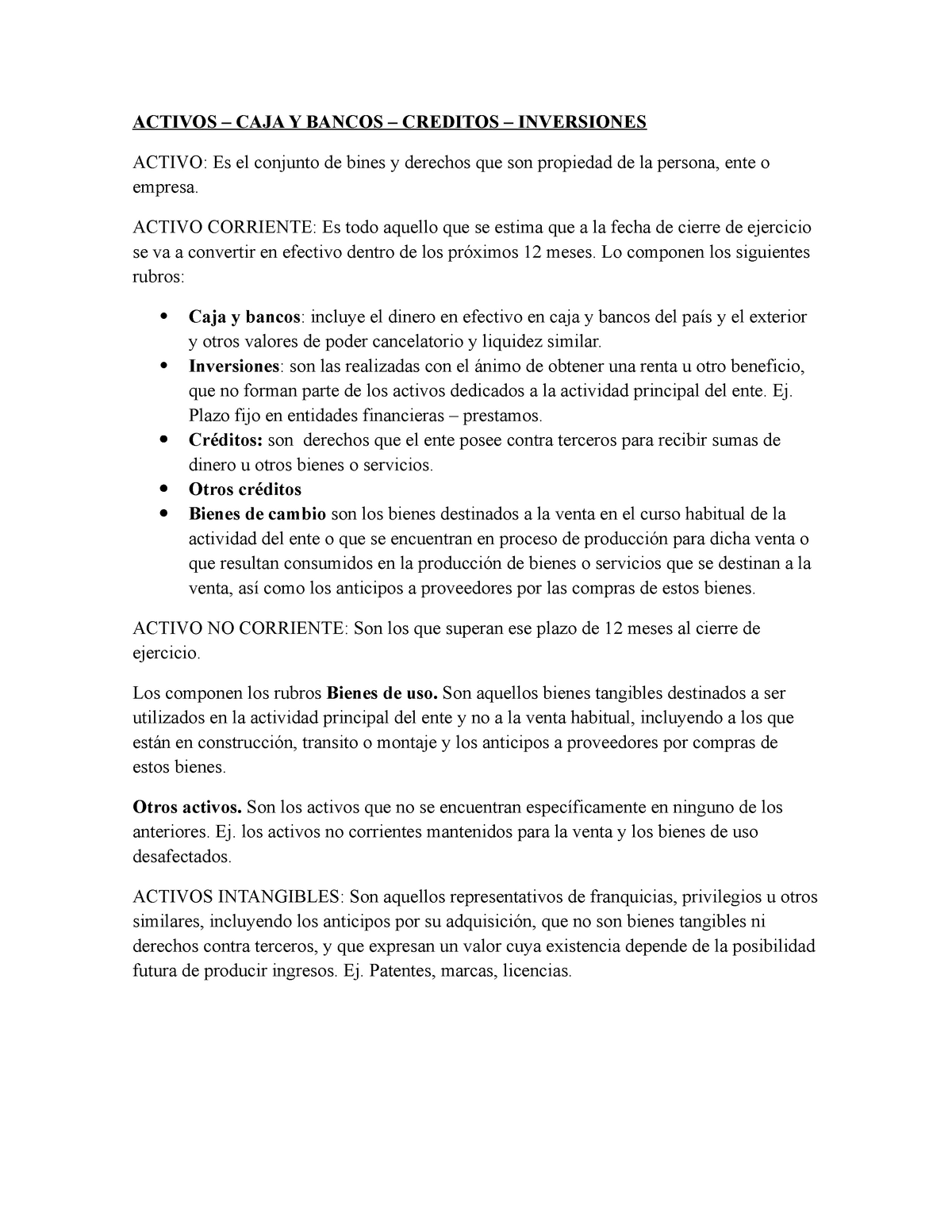 Ii Contabilidad Teoria 2do Parcial Activos Caja Y Bancos Creditos Inversiones Activo 9274