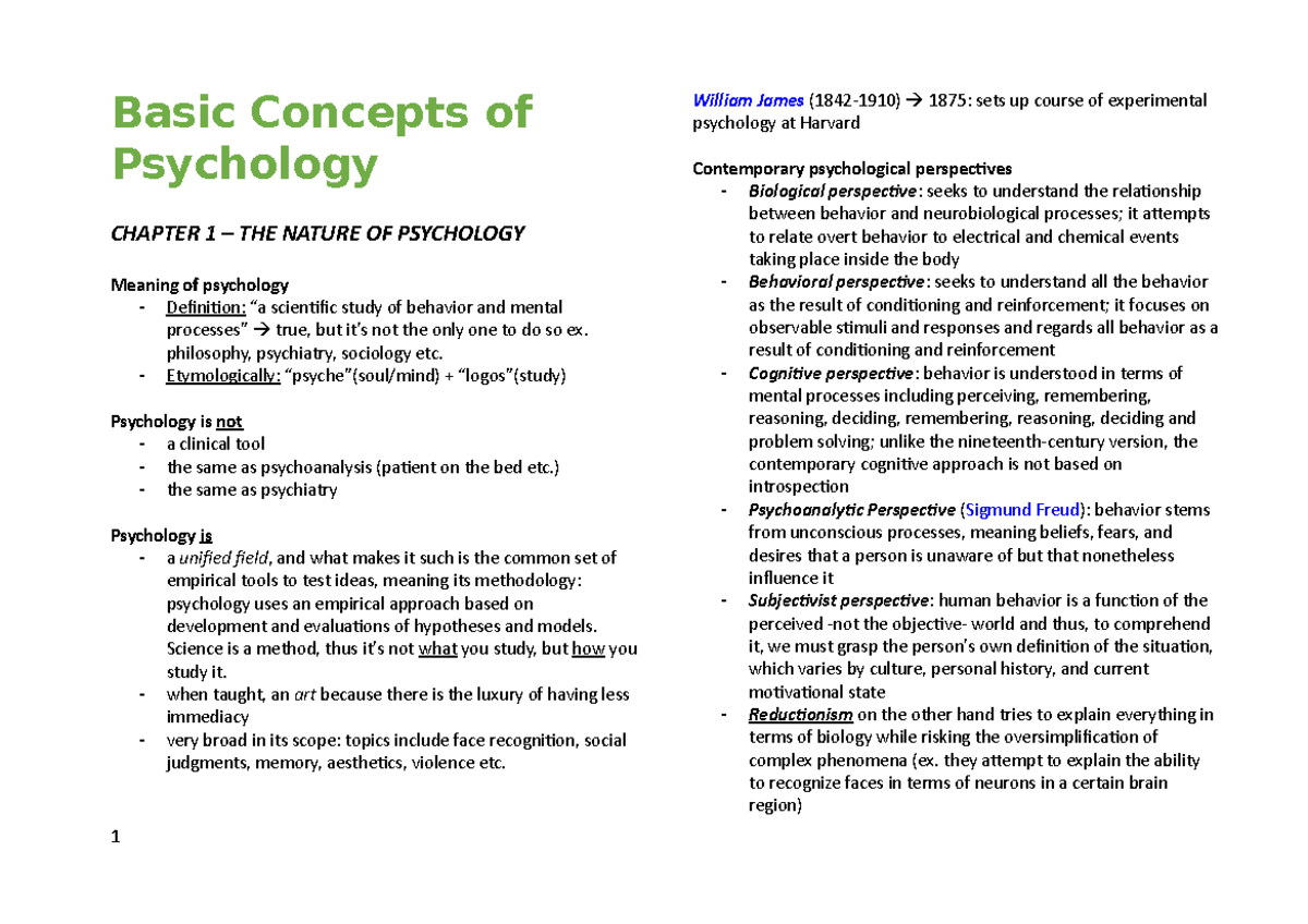 Basic Concepts Of Psychology - Basic Concepts Of Psychology CHAPTER 1 ...