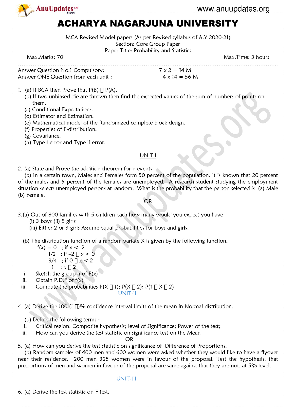 Probability And Statistics[www - ACHARYA NAGARJUNA UNIVERSITY MCA ...